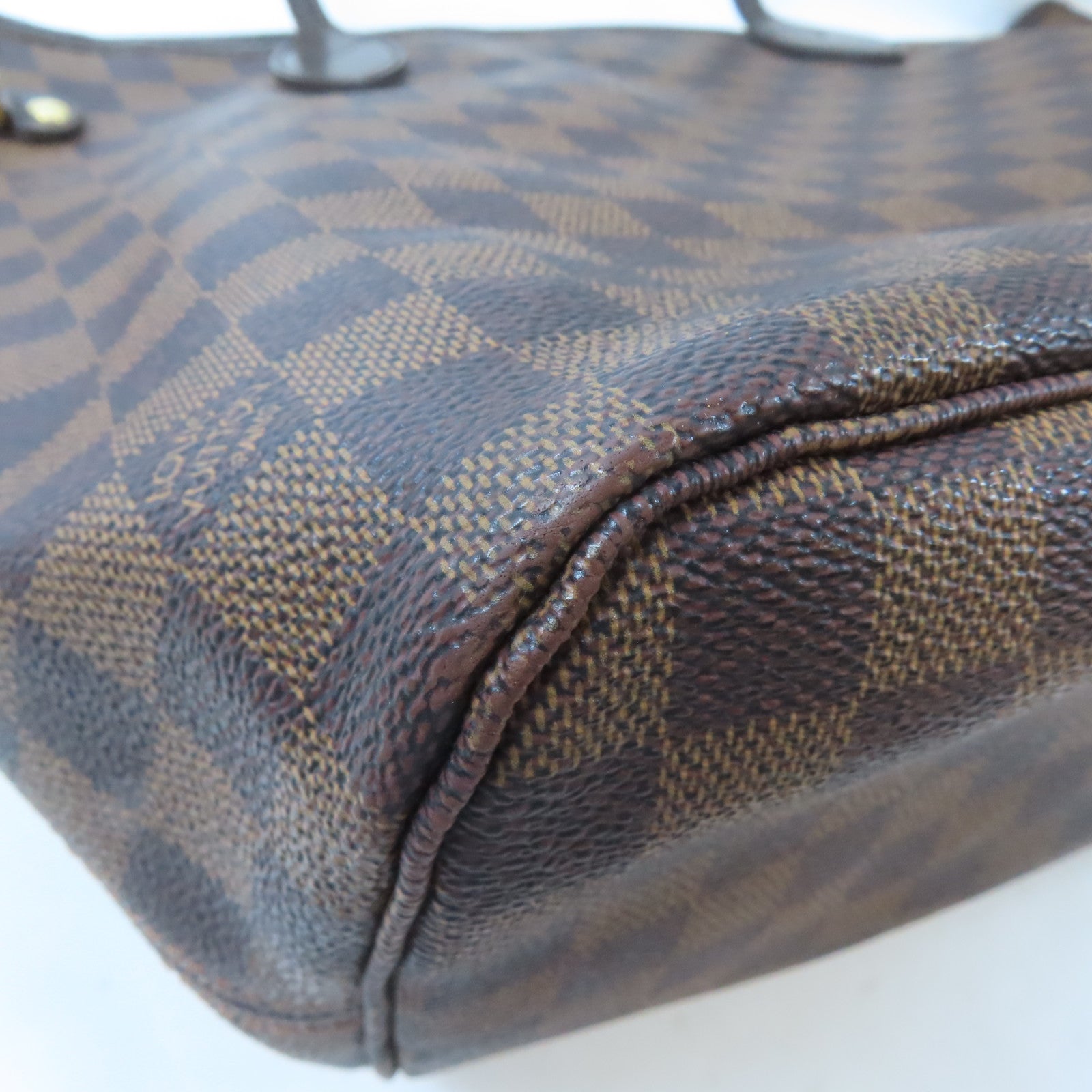 LOUIS VUITTON Damier Neverfull MM金扣手挽袋/肩背袋棕色