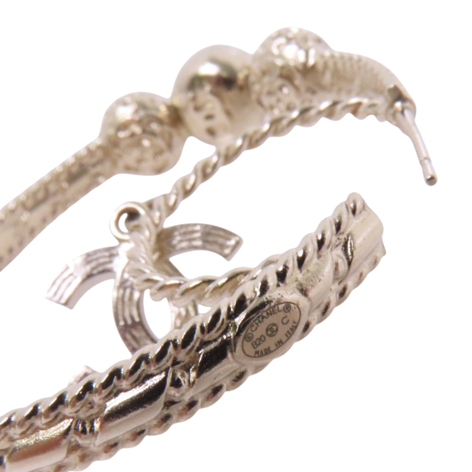 CHANEL 金屬/水鑽Earrings銀扣耳環
