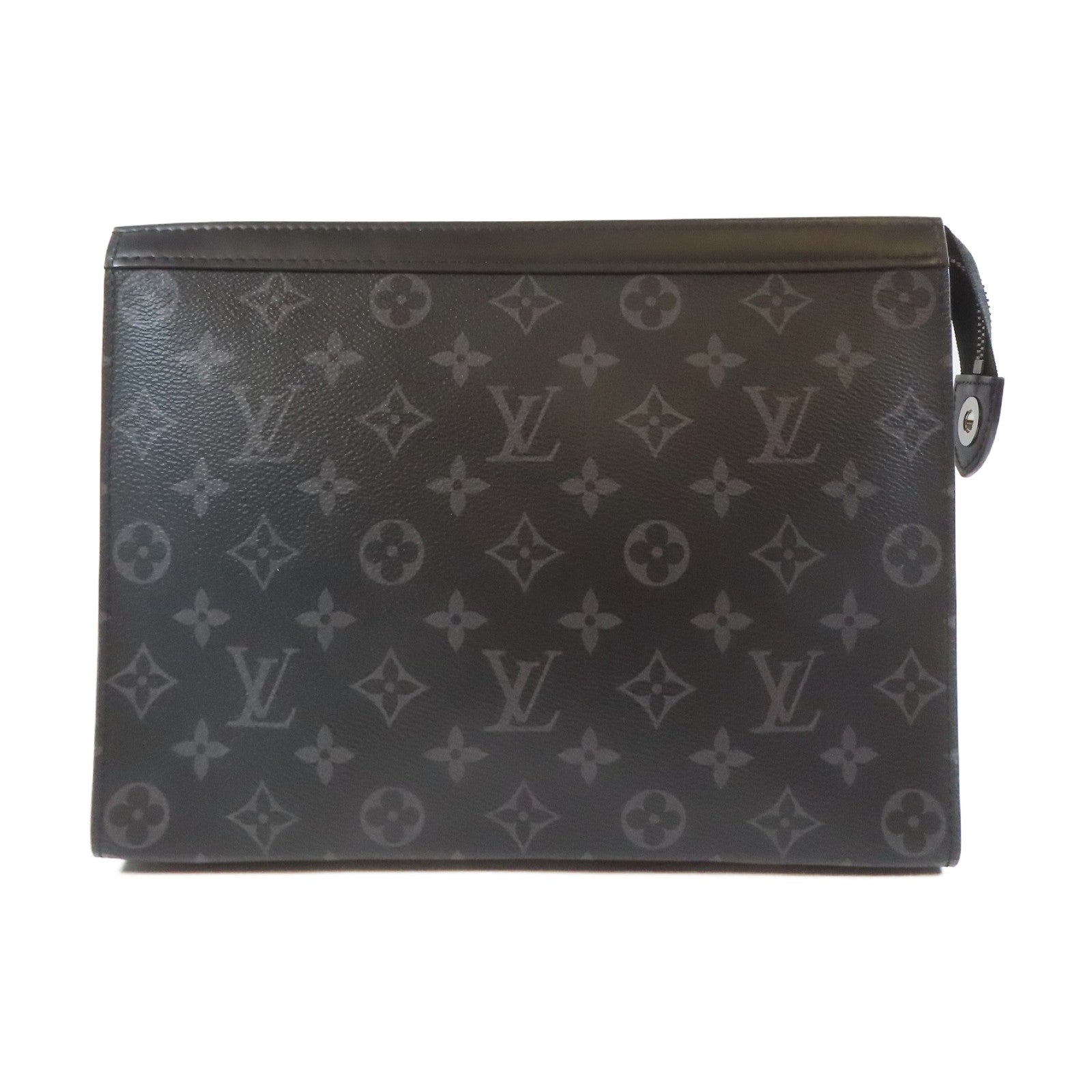 LOUIS VUITTON Monogram Eclipse Pochette Voyage MM銀扣手拿包黑色