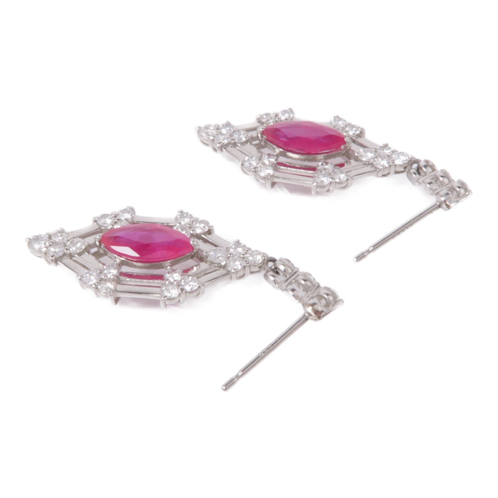 JEWELRY 【激減優惠】PT900鉑金Ruby/Diamond Earrings紅寶石/鑽石耳環