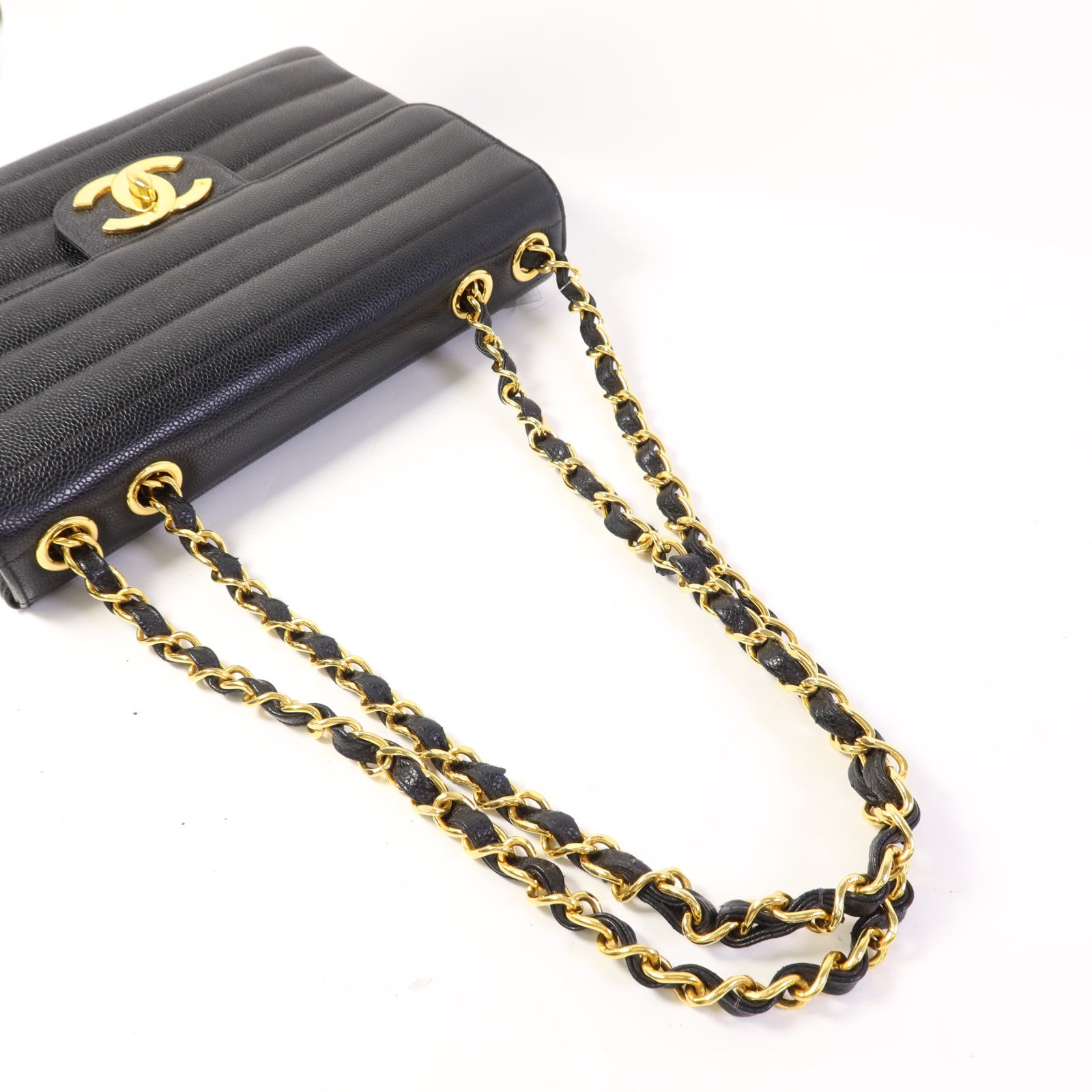 CHANEL 牛皮皮革Vintage Chain Shoulder金扣肩背袋