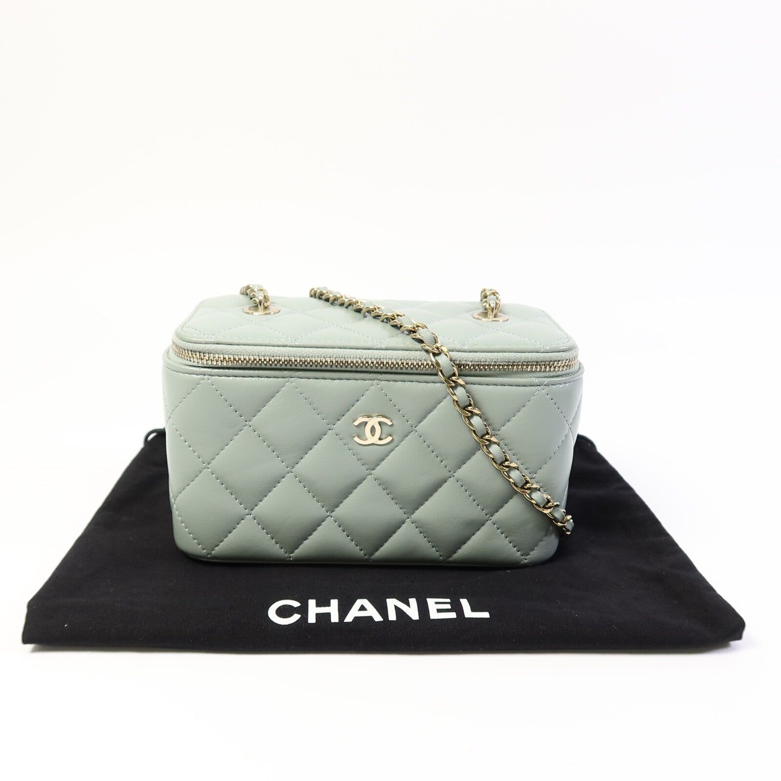 CHANEL 羊皮皮革Vanity Case鏈帶肩背袋