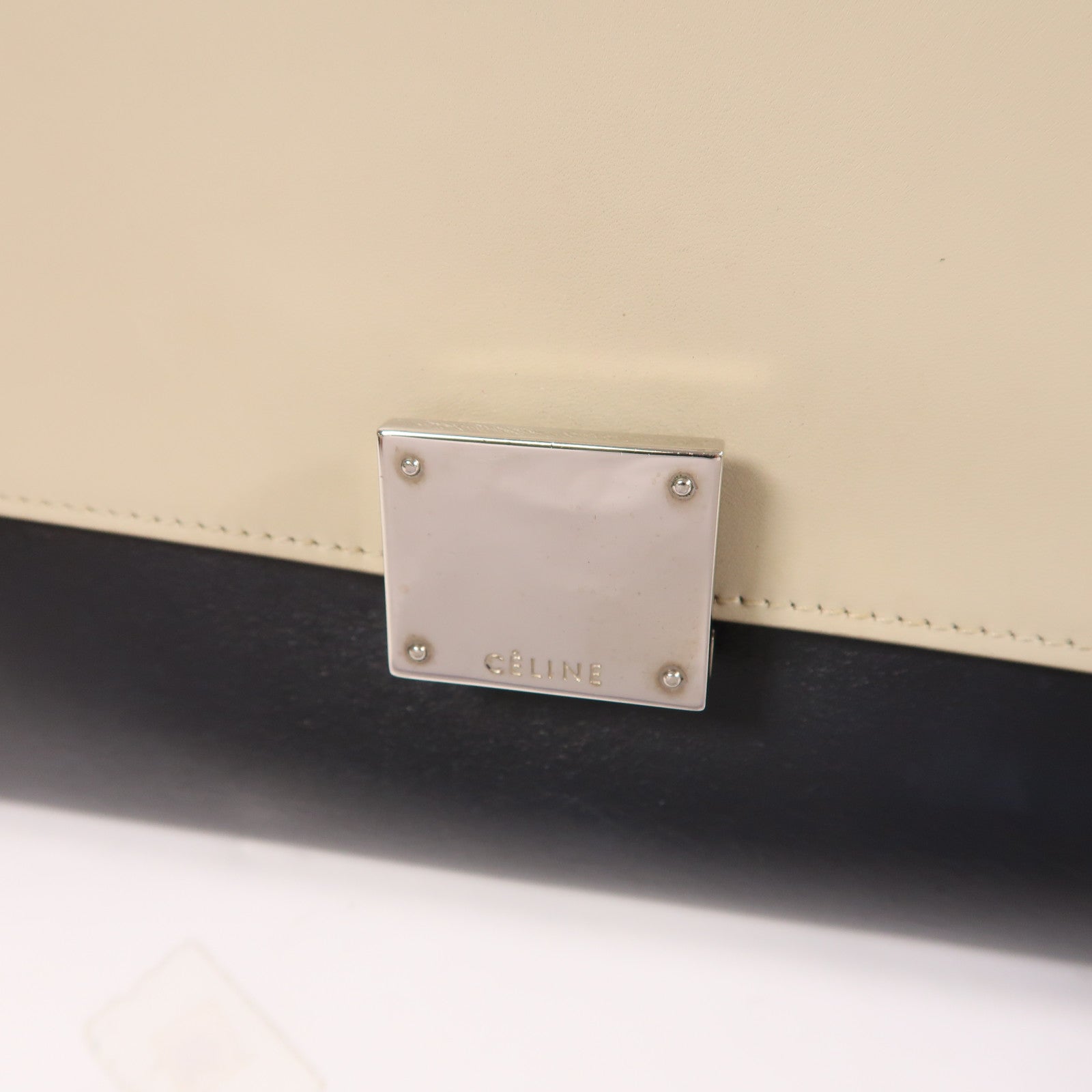 CELINE 牛皮皮革Trapeze銀扣手挽肩背兩用袋