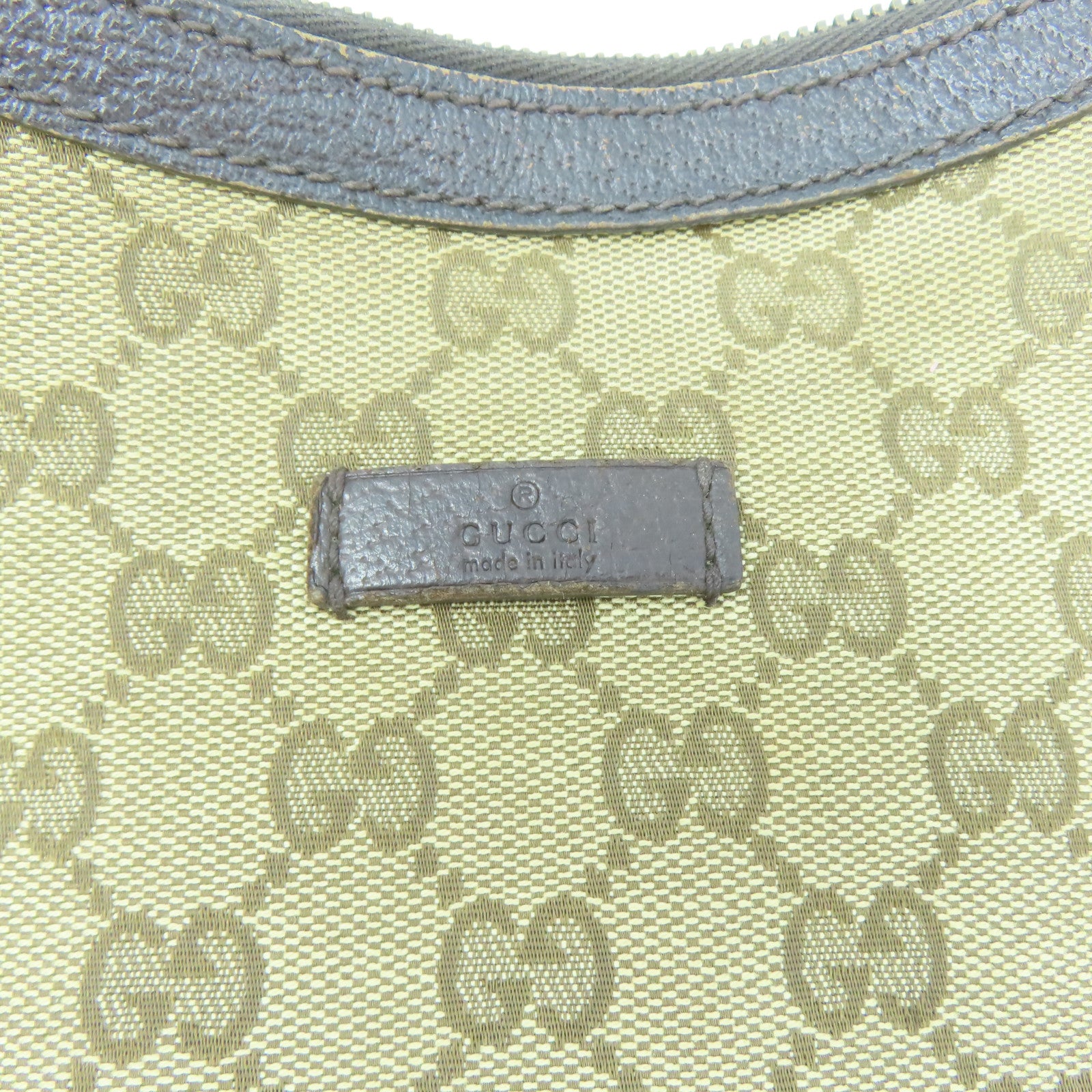 GUCCI 【清倉大減價】帆布Shoulder Bag銀扣肩背袋啡色