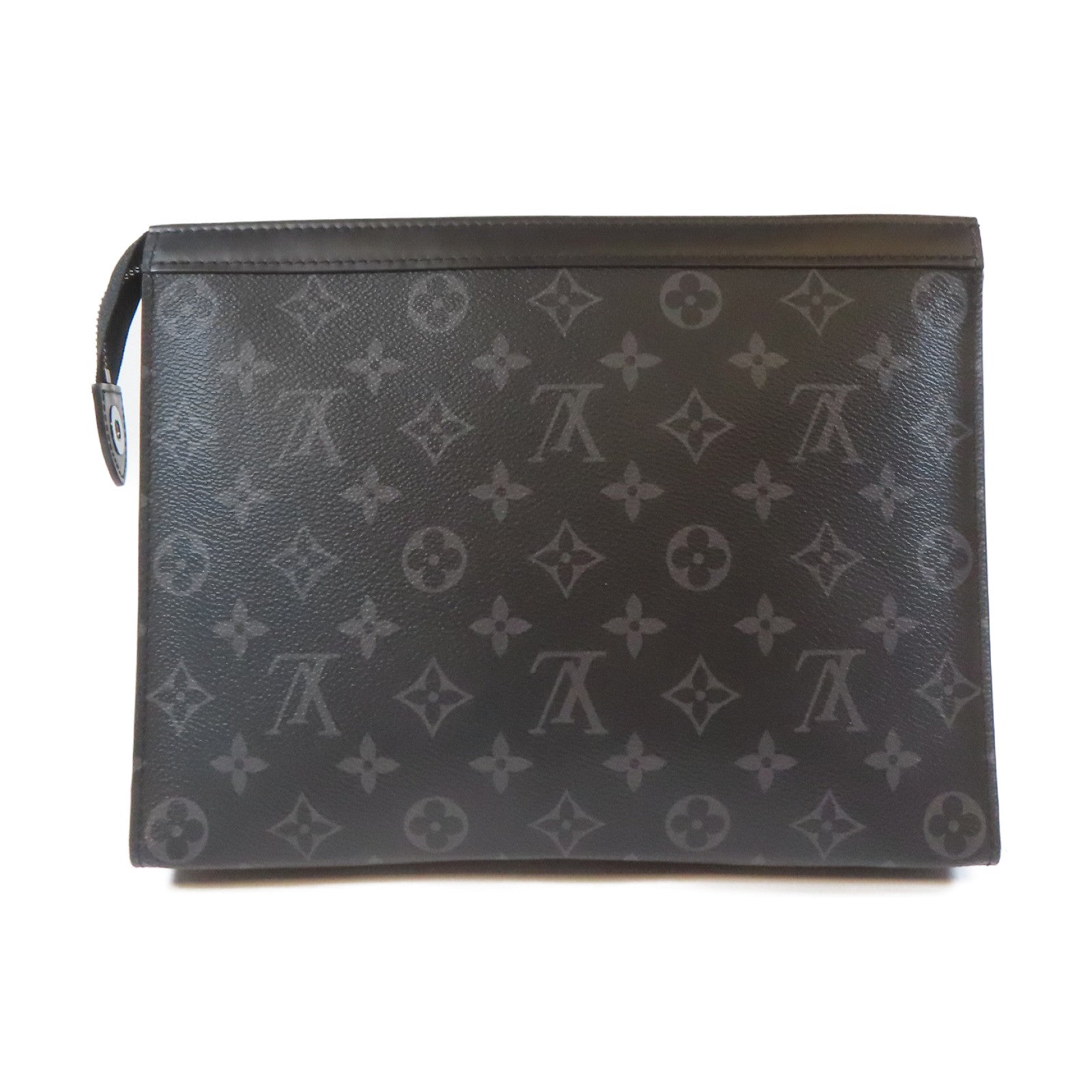 LOUIS VUITTON Monogram Eclipse Pochette Voyage MM銀扣手拿包黑色
