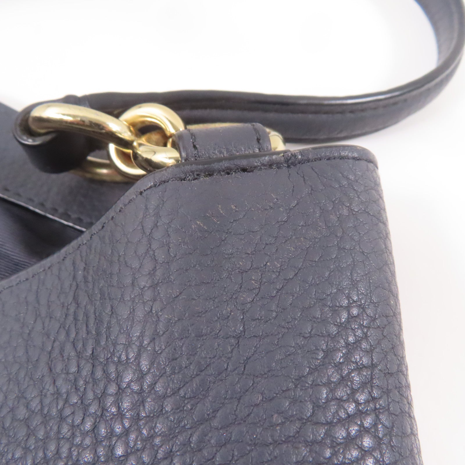 COACH 牛皮皮革Shoulder Bag金扣肩背袋深藍色