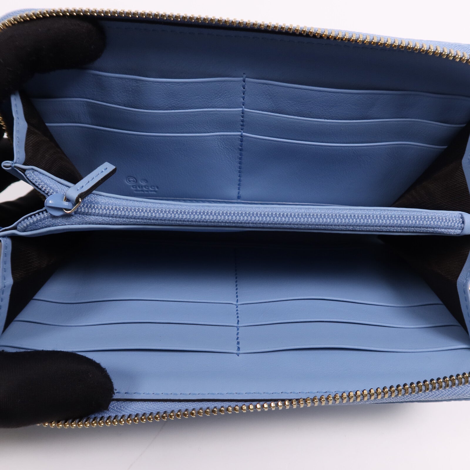 GUCCI 牛皮皮革Zipper Wallet金扣長錢包