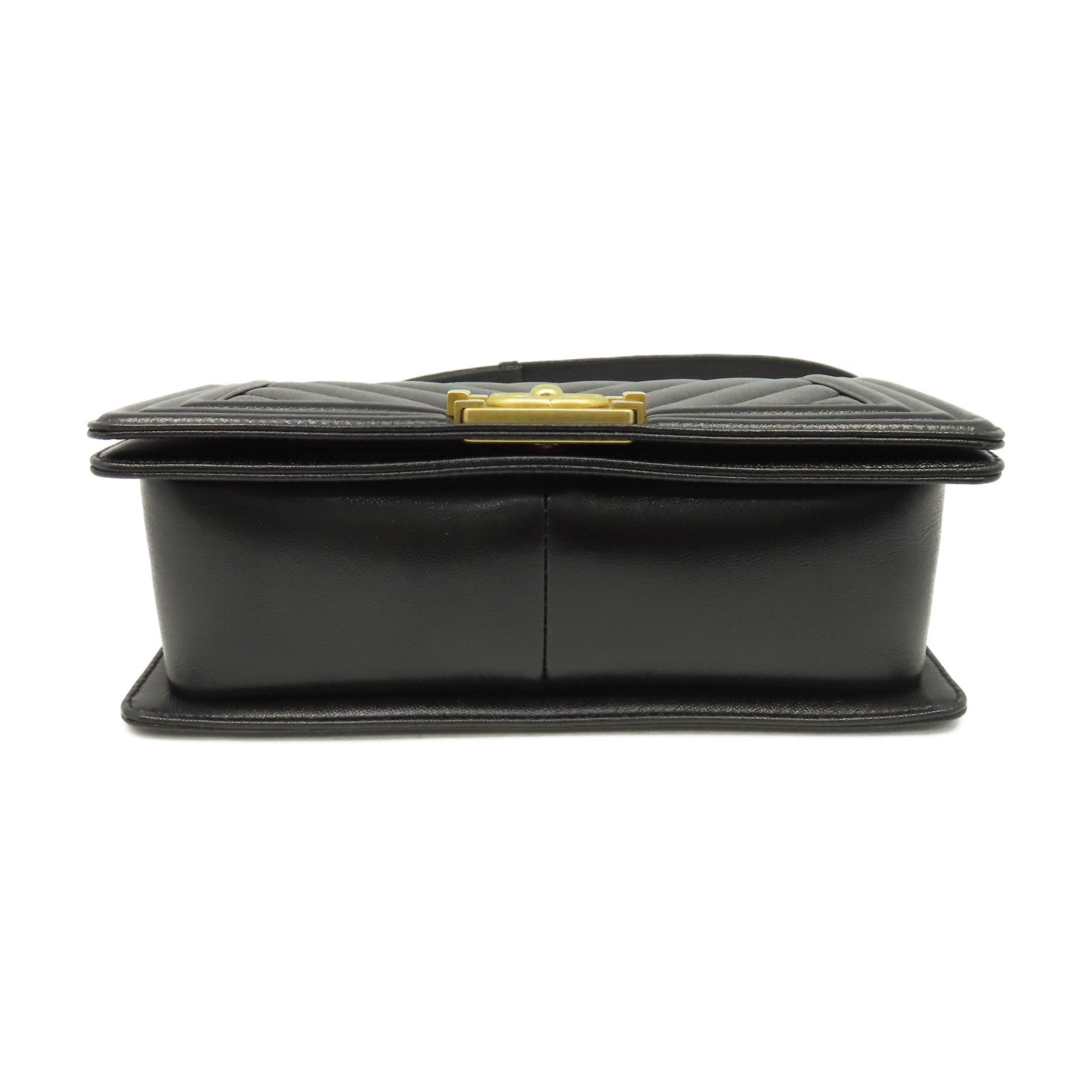 CHANEL **【激減優惠】斜紋Caviar皮革Boy Chanel 25 Chain Shoulder Bag金扣鏈帶肩背袋黑色