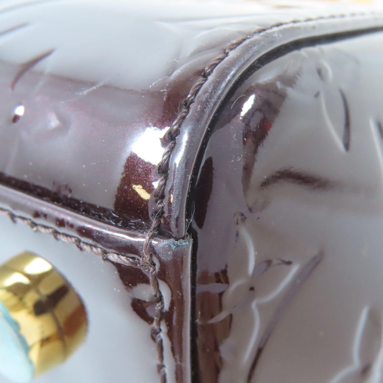 LOUIS VUITTON Monogram Vernis Blair MM金扣手挽肩背兩用袋酒紅色