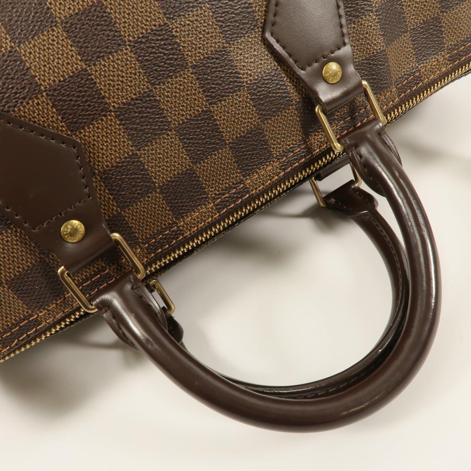 LOUIS VUITTON Damier Speedy 35手挽袋棕色