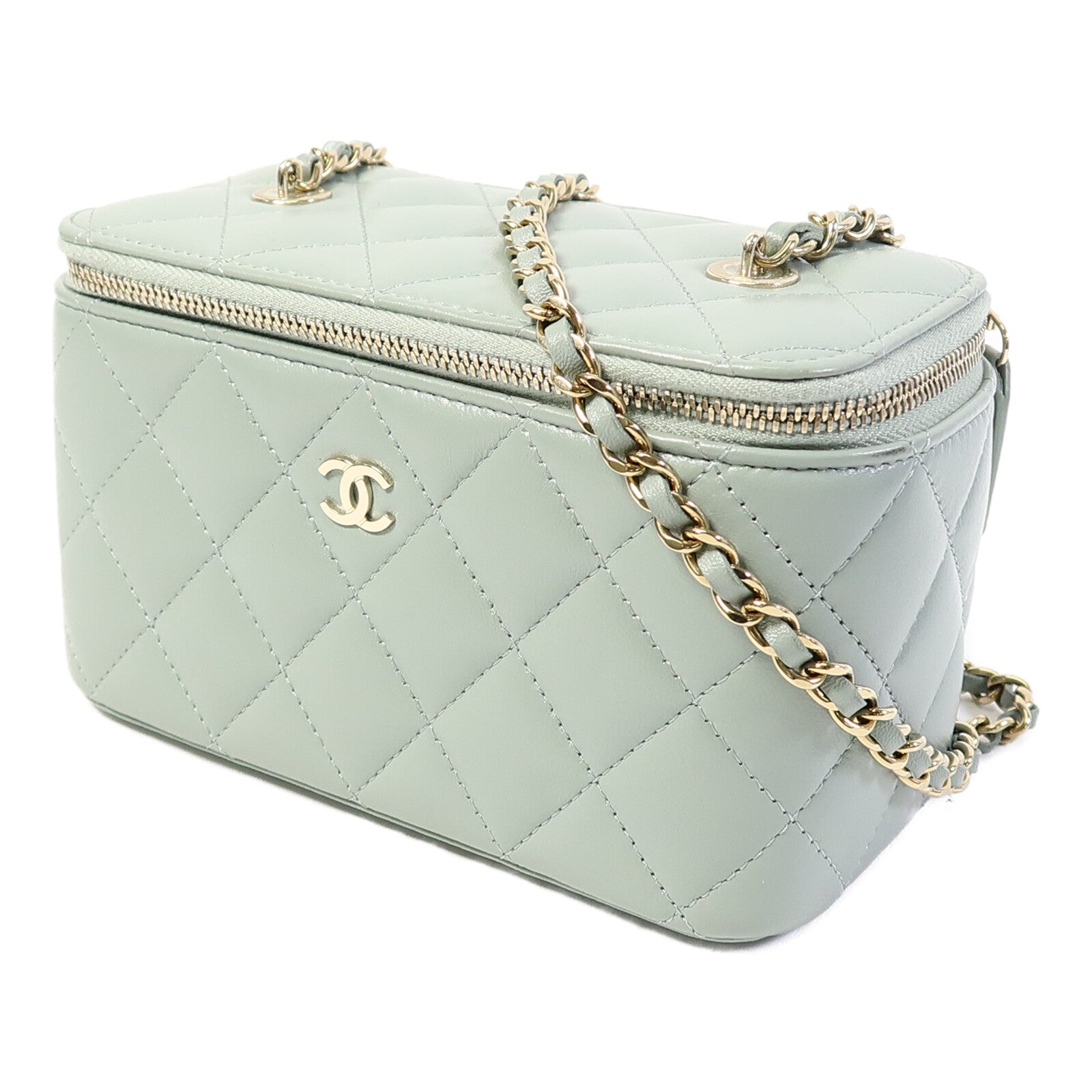 CHANEL 羊皮皮革Vanity Case鏈帶肩背袋