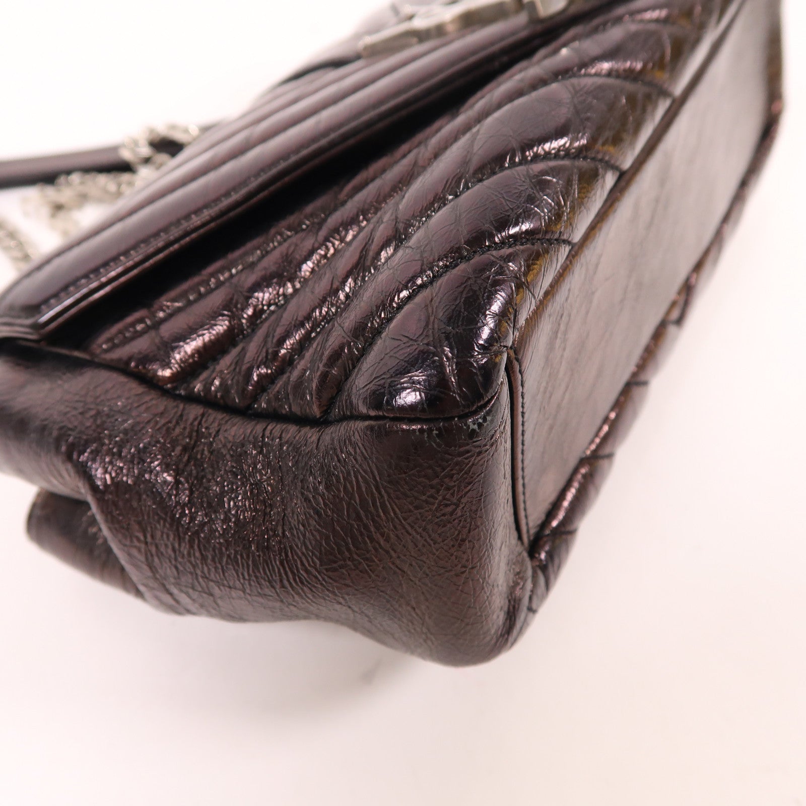 SAINT LAURENT 牛皮皮革Shoulder Bag銀扣鏈帶肩背袋