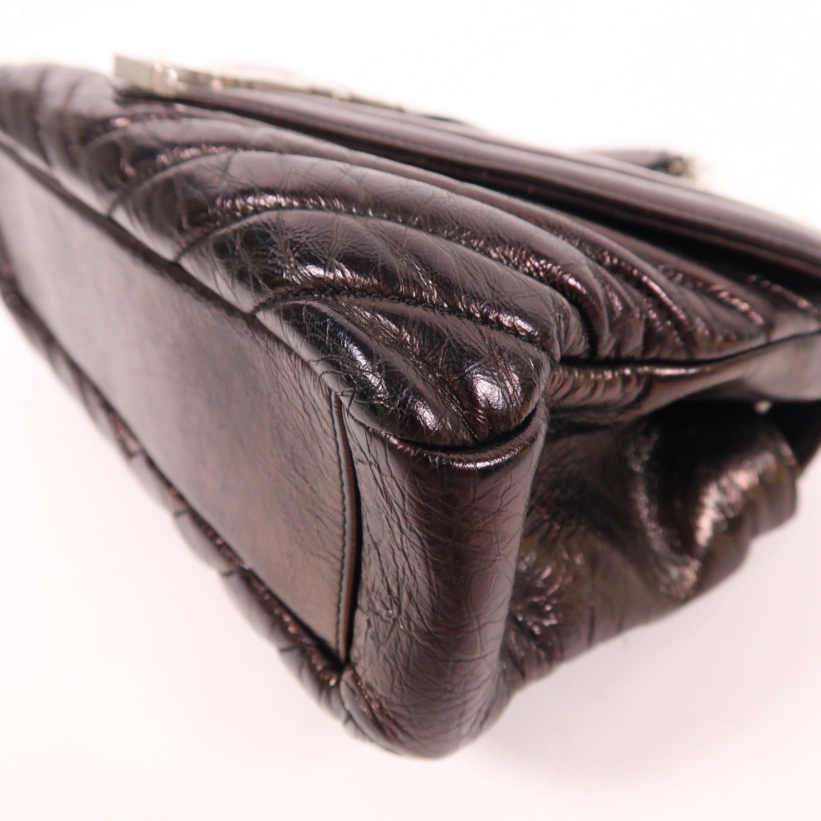 SAINT LAURENT 牛皮皮革Shoulder Bag銀扣鏈帶肩背袋
