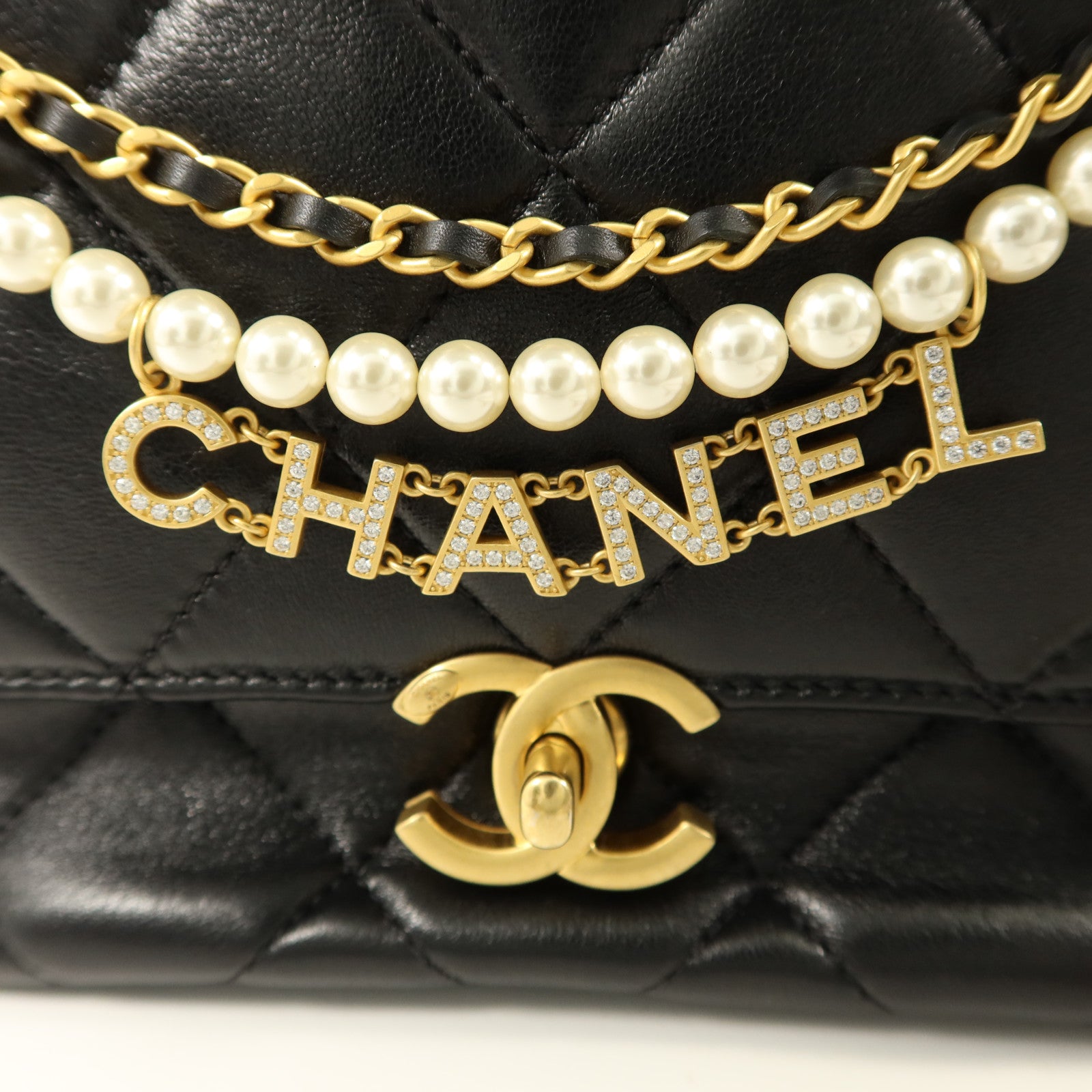 CHANEL 羊皮皮革Chain Shoulder Bag金扣鏈帶肩背袋
