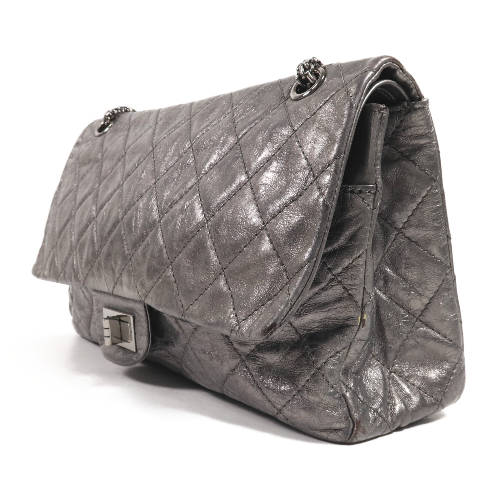 CHANEL 牛皮皮革Chanel 2.55銀扣鏈帶肩背袋