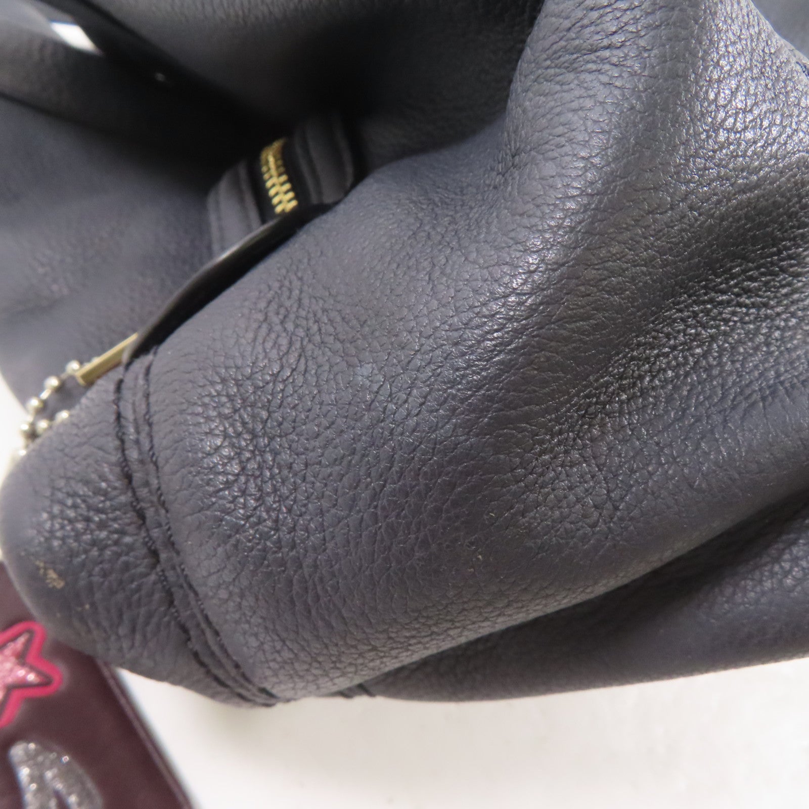 COACH 牛皮皮革Shoulder Bag金扣肩背袋深藍色