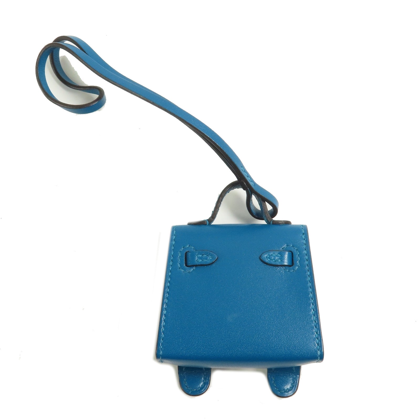 HERMES Tadelakt皮革Kelly Doll Charm銀扣掛飾
