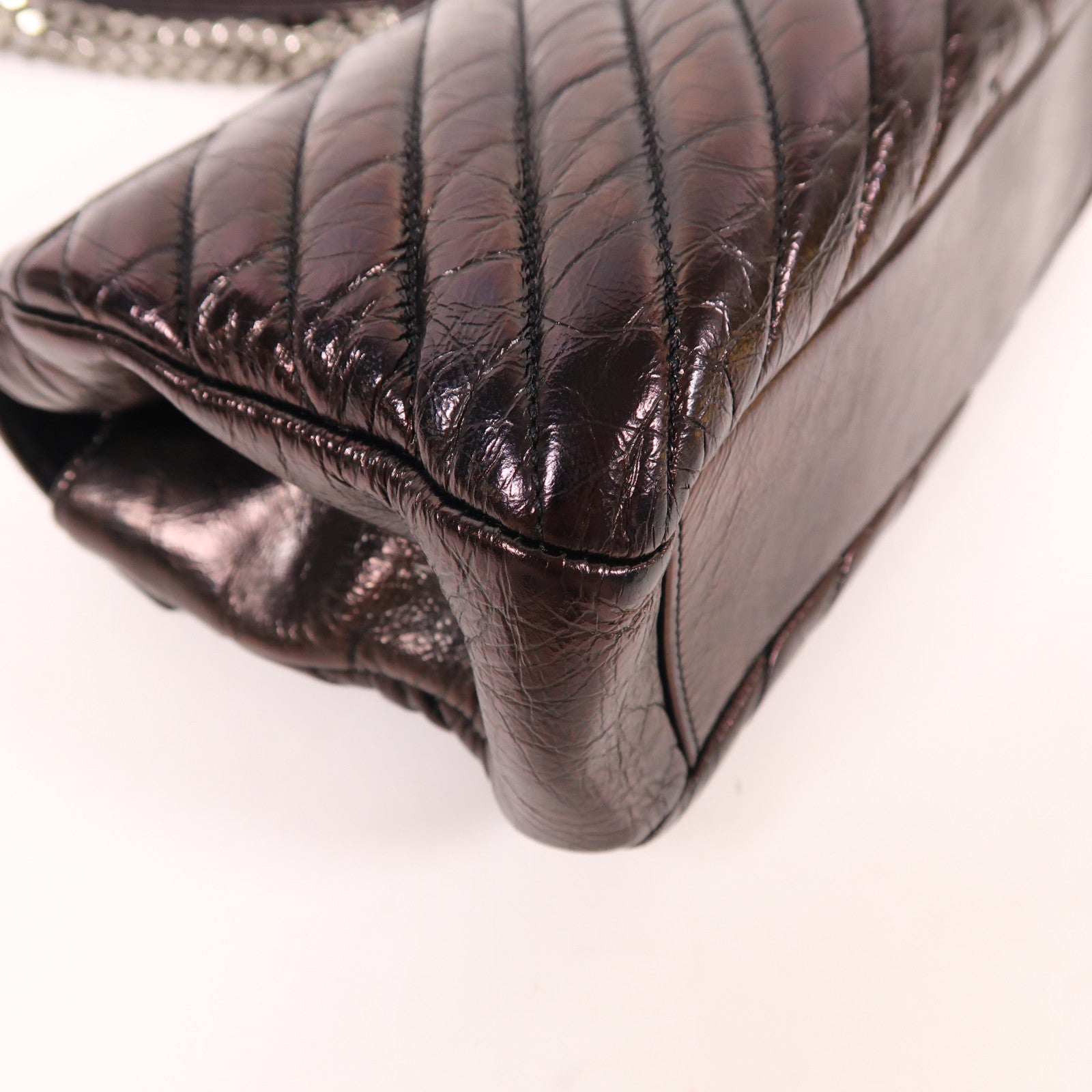 SAINT LAURENT 牛皮皮革Shoulder Bag銀扣鏈帶肩背袋