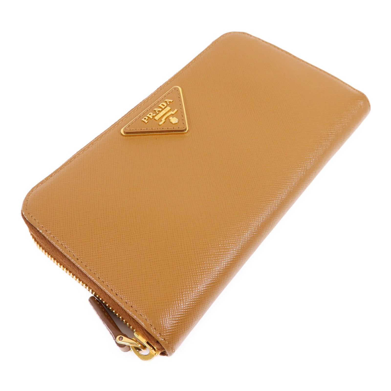 PRADA Saffiano皮革Long Round Wallet金扣長錢包