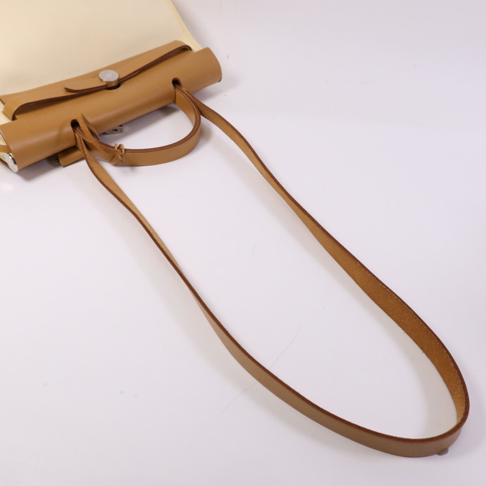 HERMES 帆布Herbag PM手挽肩背兩用袋Gold/Vanille