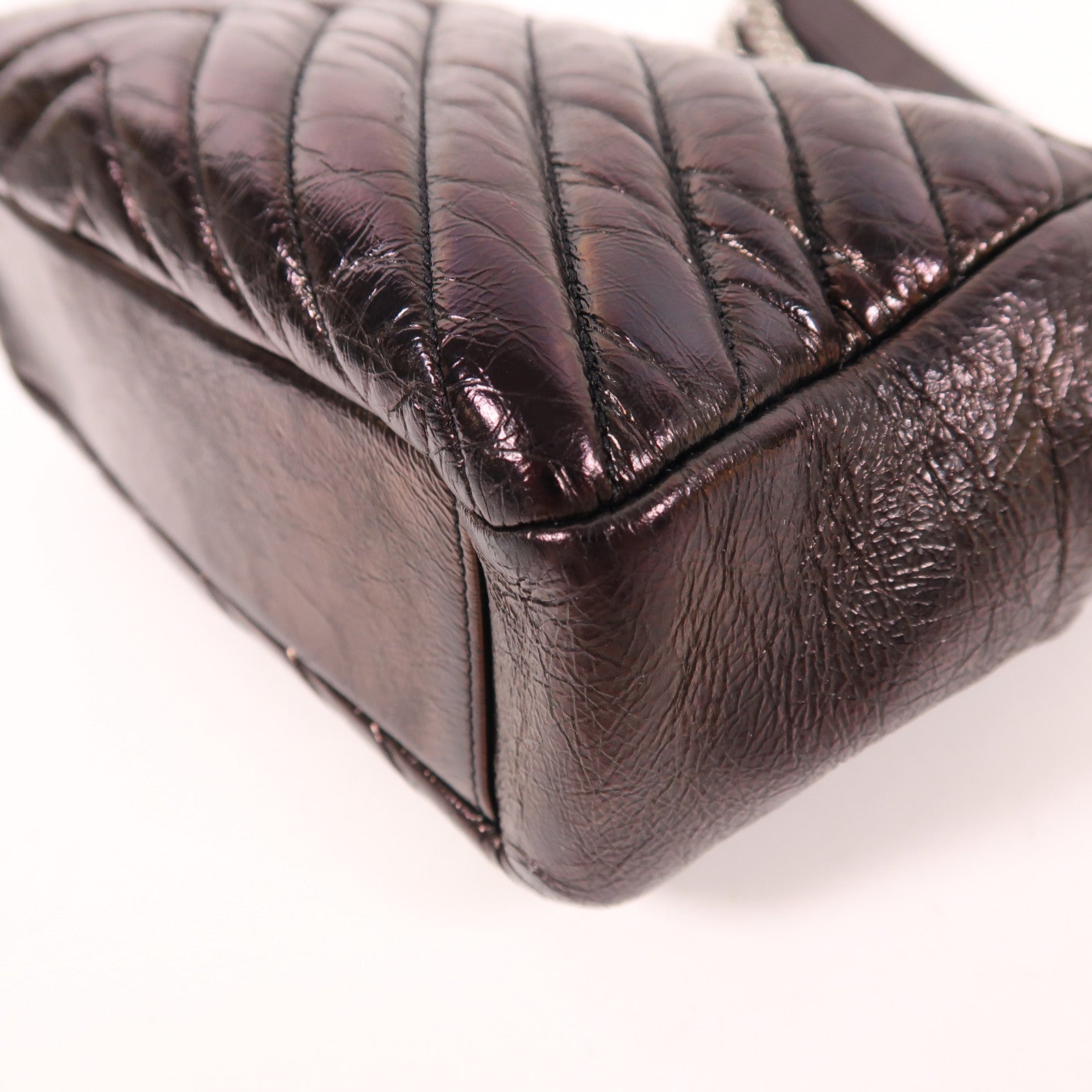 SAINT LAURENT 牛皮皮革Shoulder Bag銀扣鏈帶肩背袋