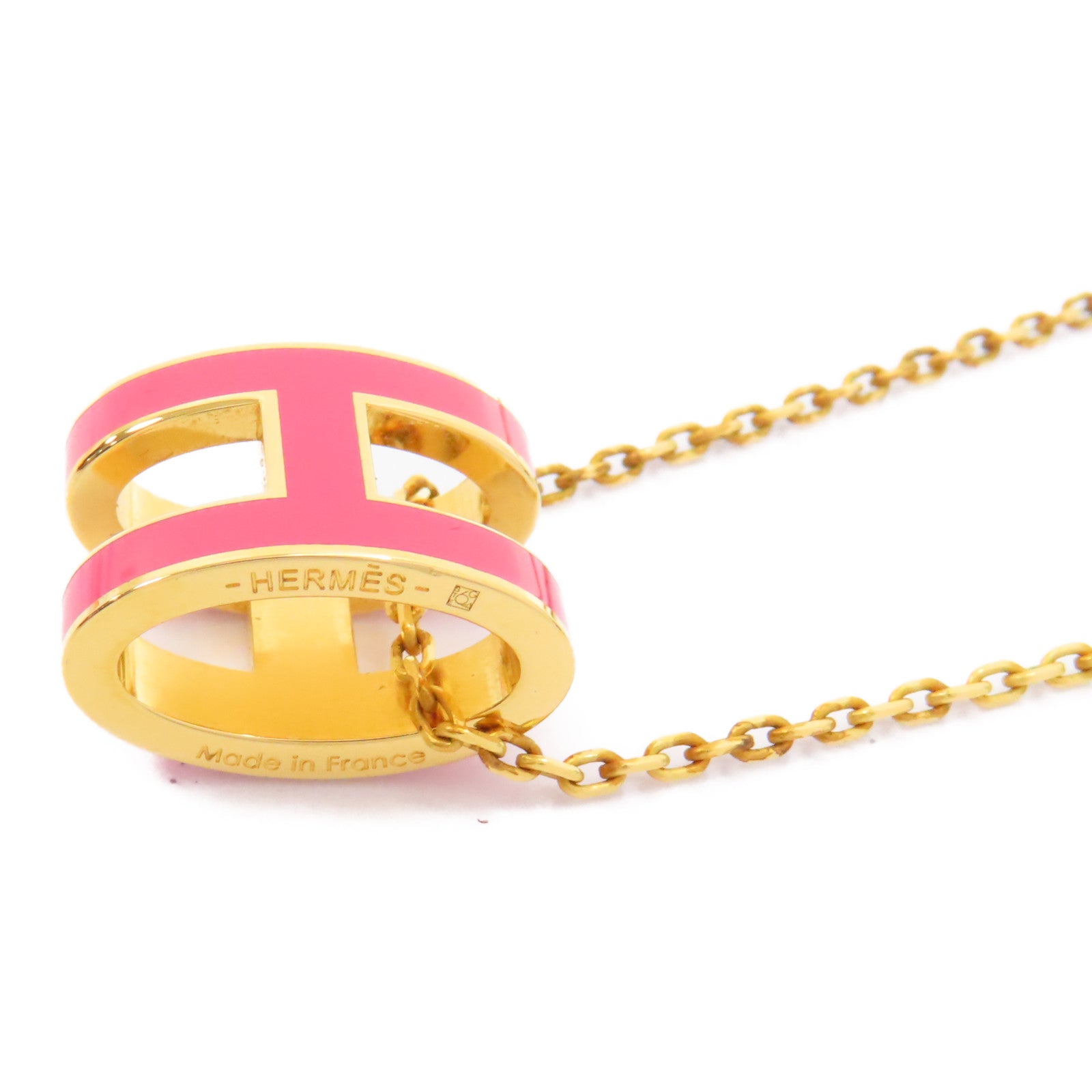 HERMES 金屬Pop H Necklace項鍊粉紅色/金色
