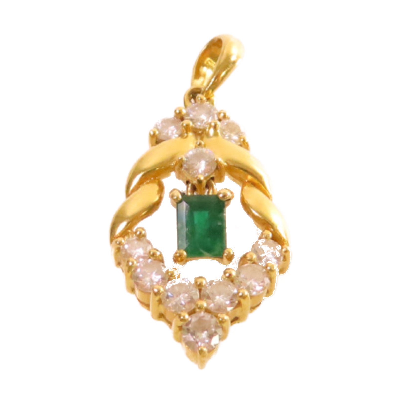 JEWELRY 18K黃金/0.61ct鑽石/綠寶石Diamond Pendant Top吊墜