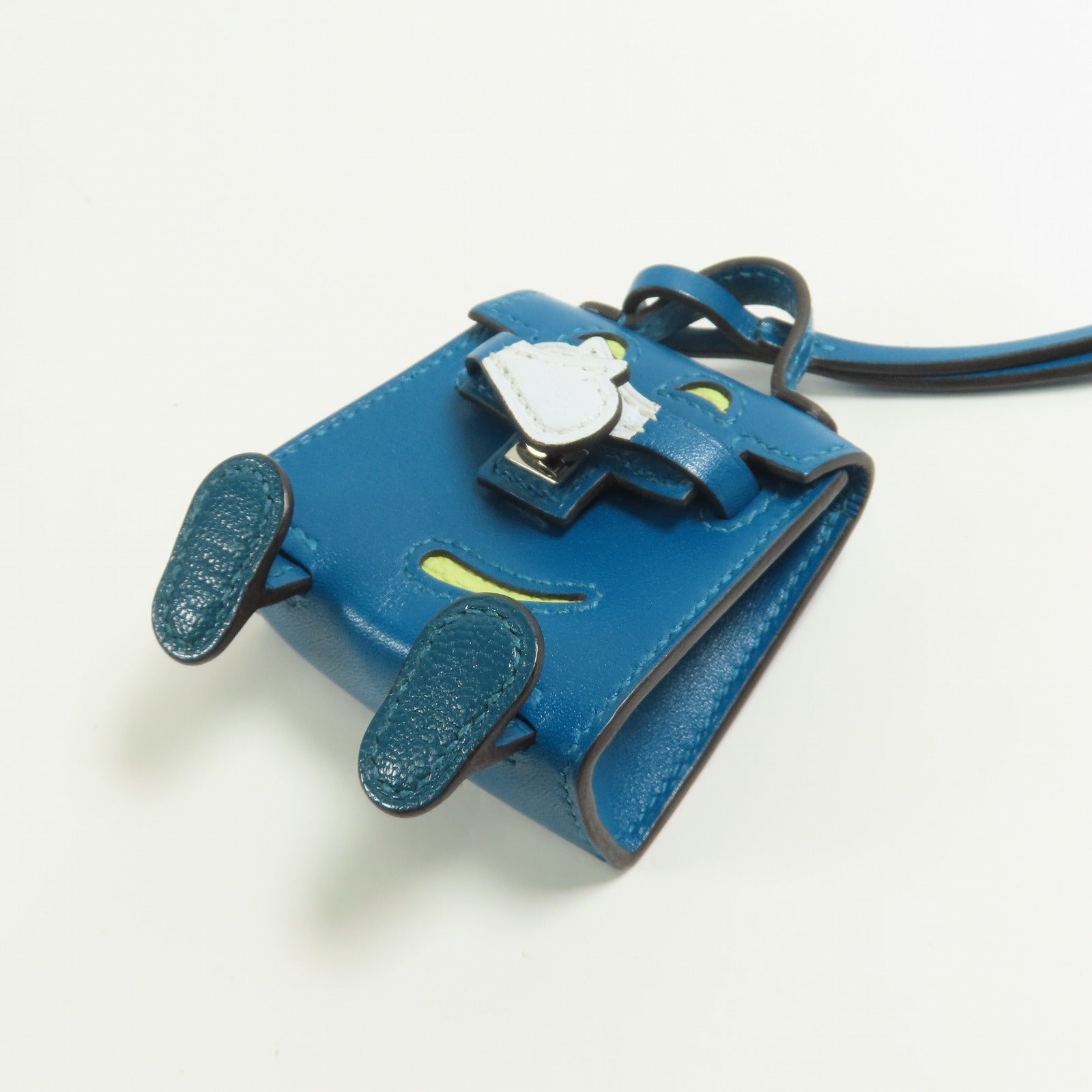 HERMES Tadelakt皮革Kelly Doll Charm銀扣掛飾