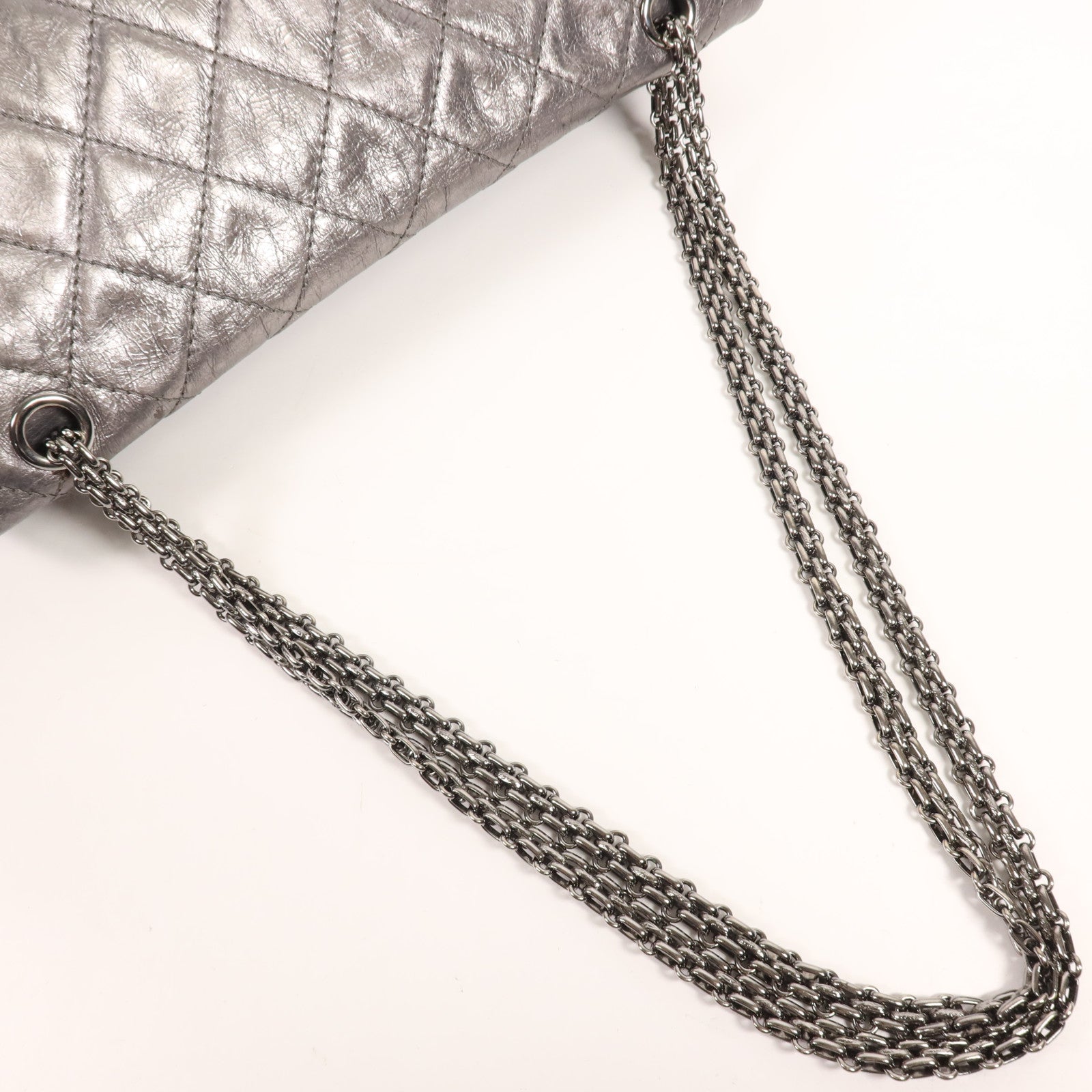 CHANEL 牛皮皮革Chanel 2.55銀扣鏈帶肩背袋