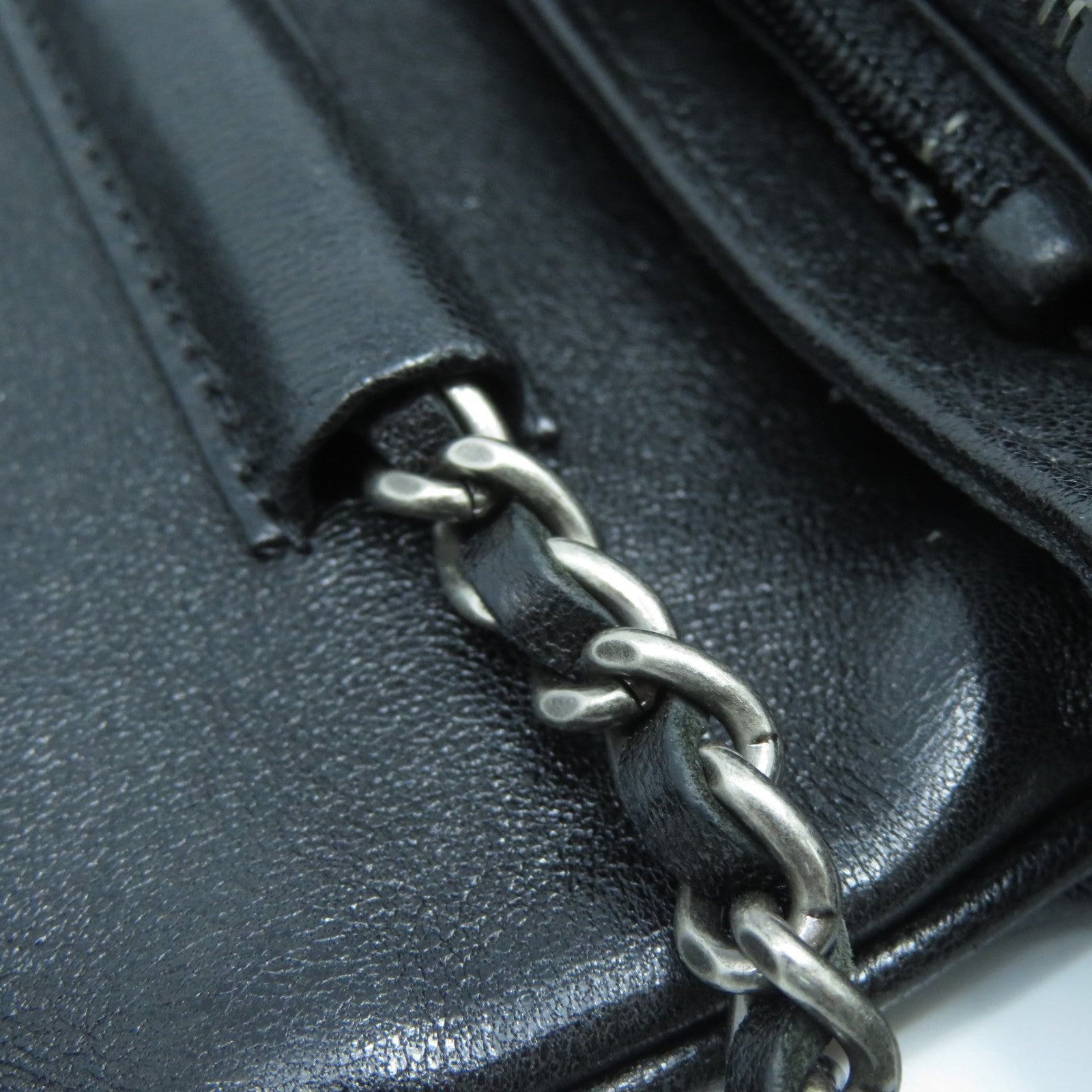 CHANEL 菱格羊皮皮革Wallet On Chain銀扣鏈帶肩背袋黑色
