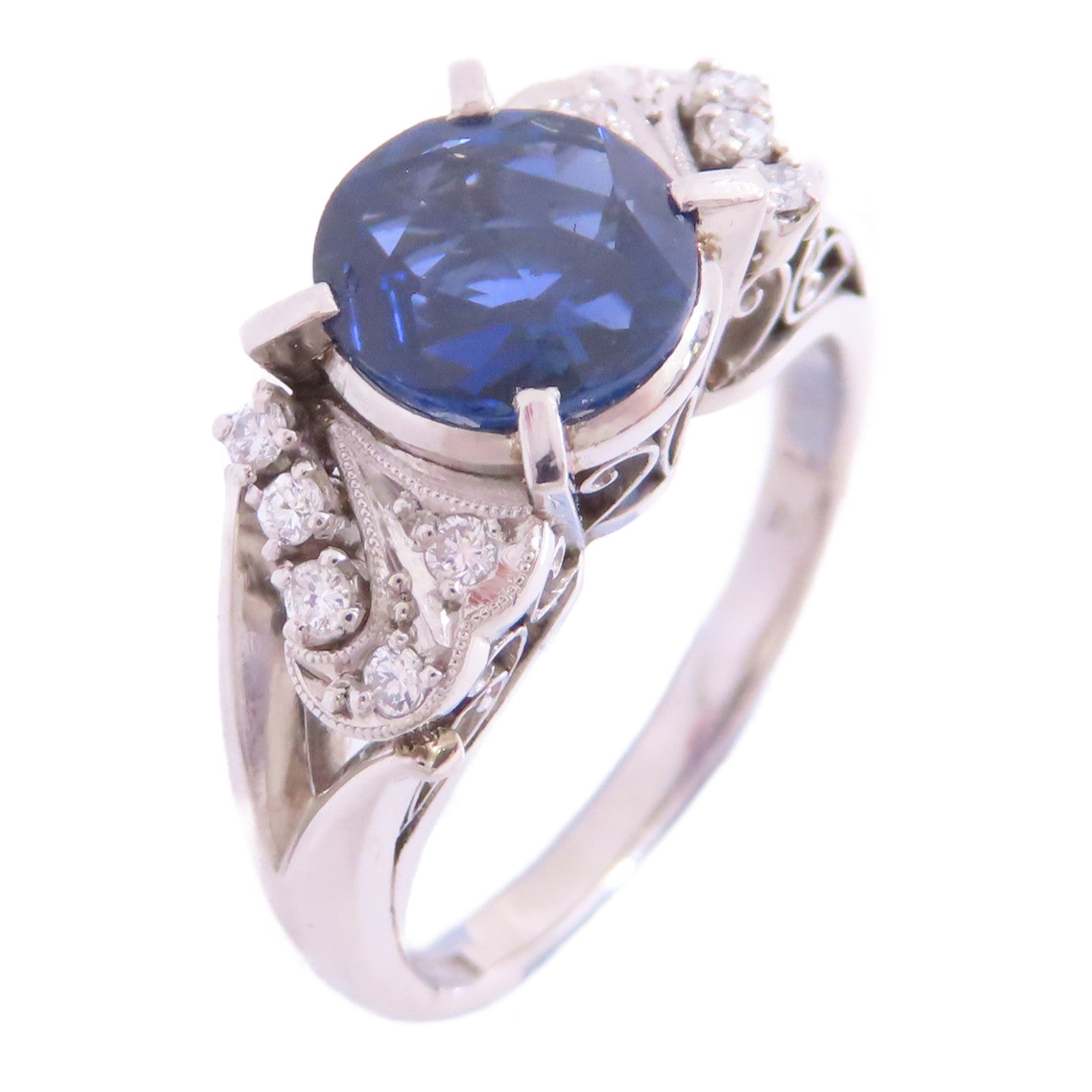 JEWELRY PM(PT)900鉑金/藍寶石/鑽石Sapphira Diamond Ring戒指US#5