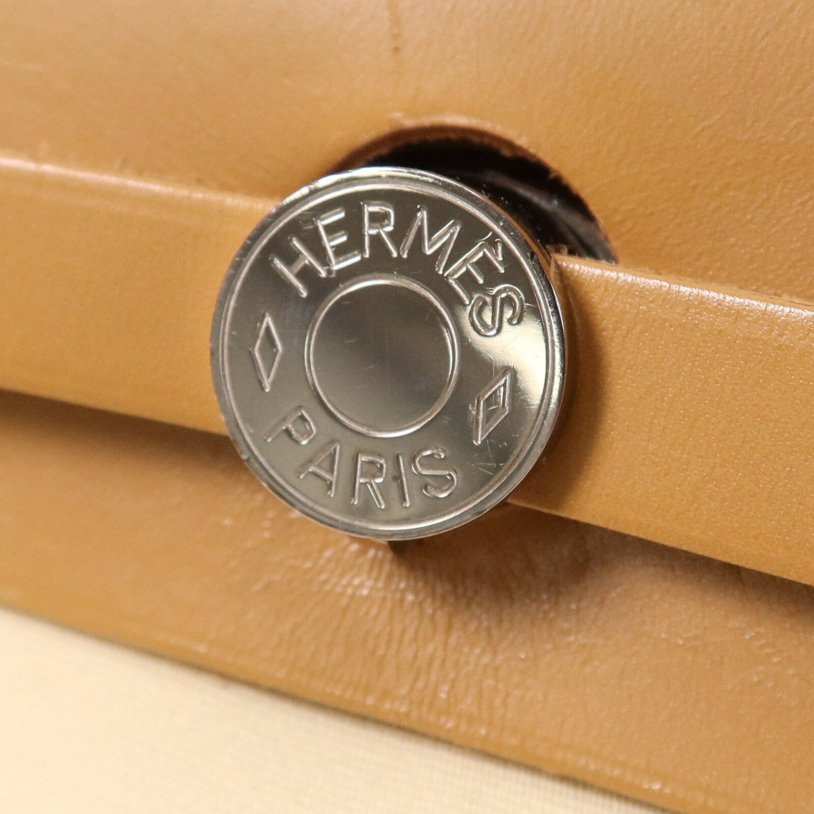 HERMES 帆布Herbag PM手挽肩背兩用袋Gold/Vanille