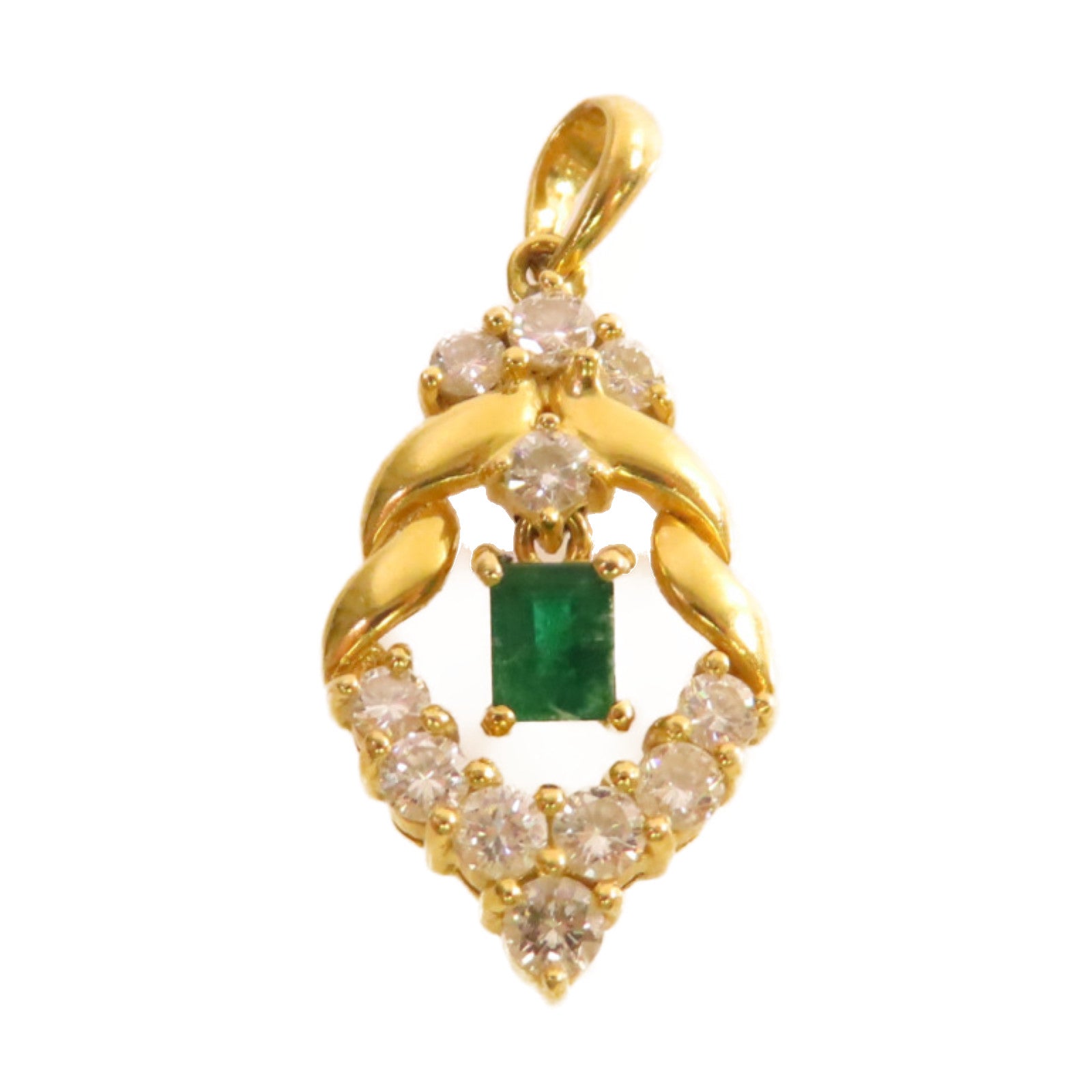 JEWELRY 18K黃金/0.61ct鑽石/綠寶石Diamond Pendant Top吊墜