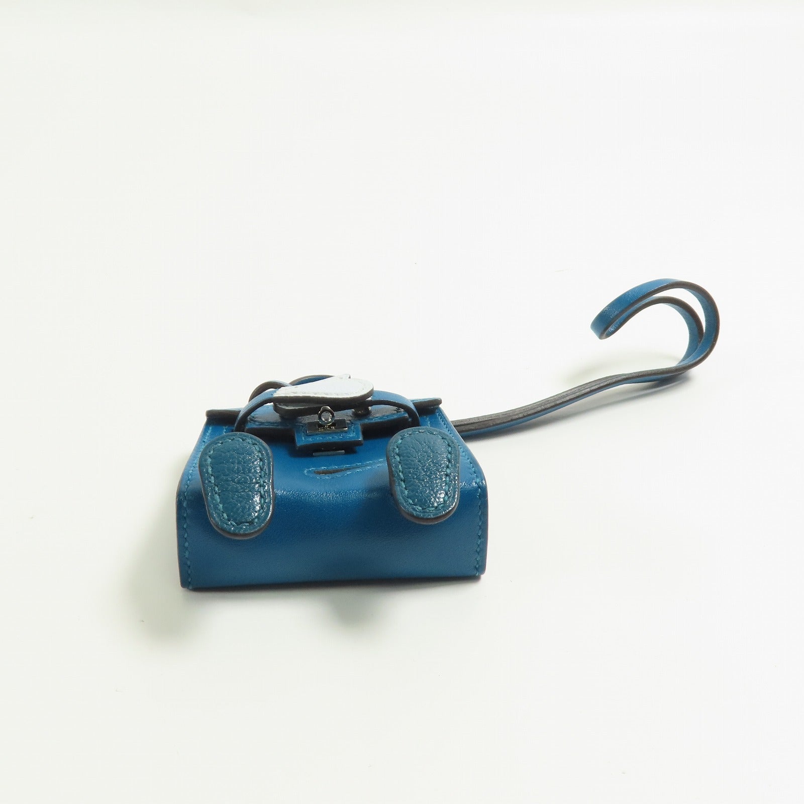 HERMES Tadelakt皮革Kelly Doll Charm銀扣掛飾