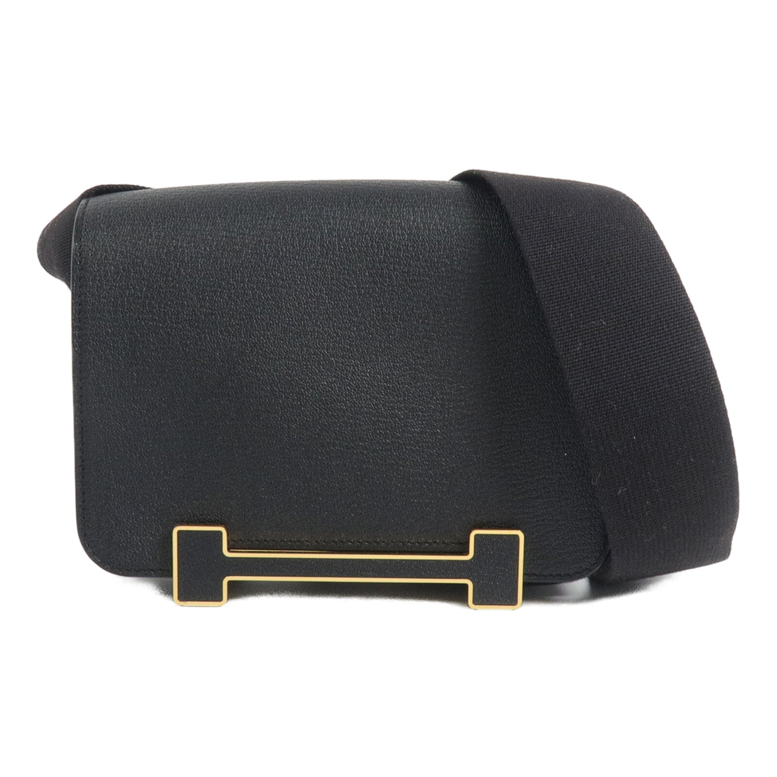 HERMES Chevre皮革Geta肩背袋Noir