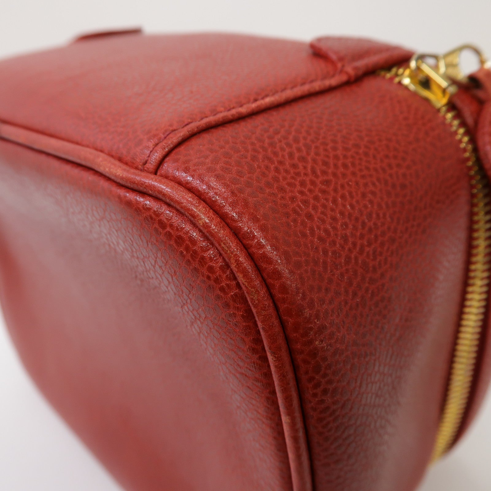 CHANEL 【激減優惠】牛皮皮革Hand Bag金扣手挽袋紅色