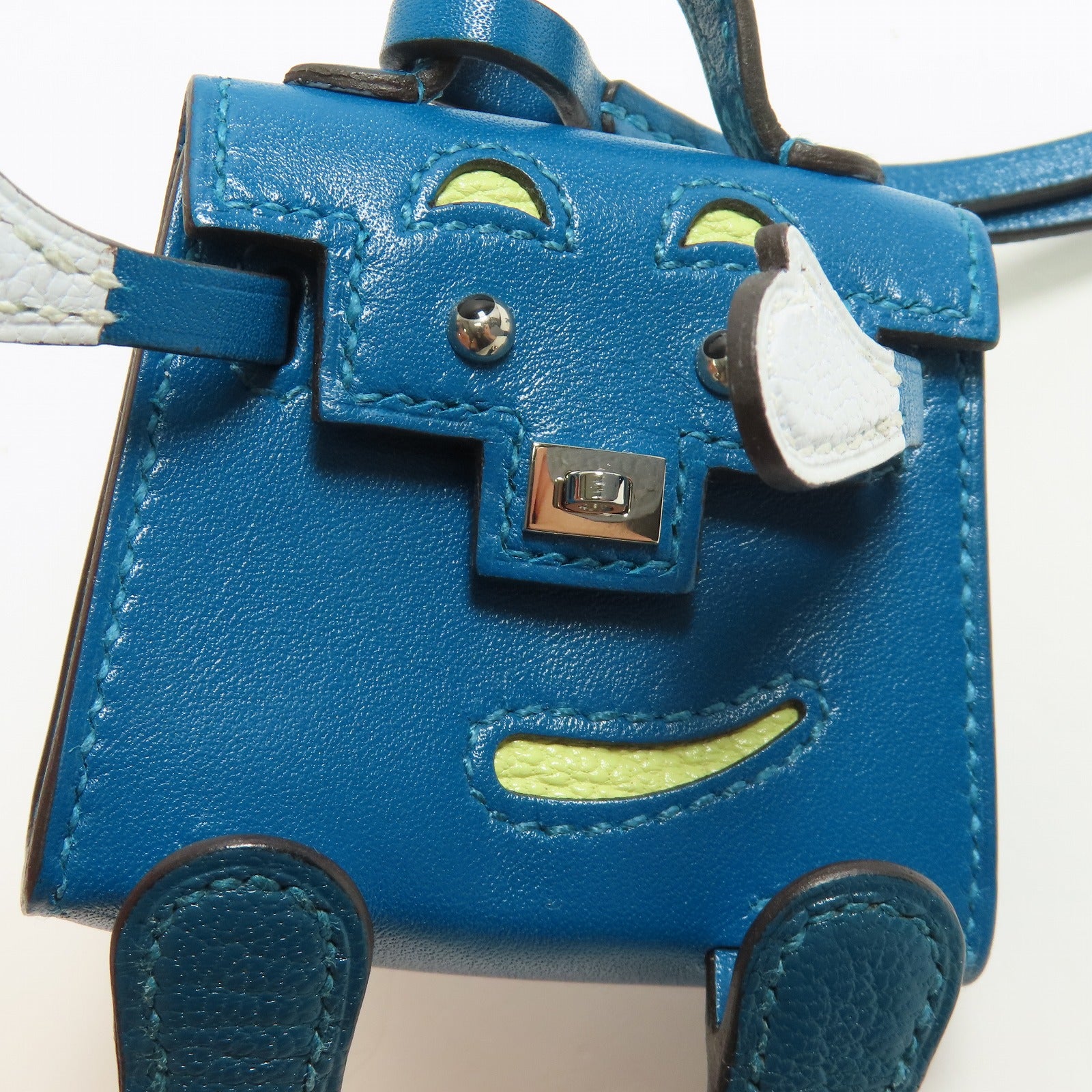 HERMES Tadelakt皮革Kelly Doll Charm銀扣掛飾