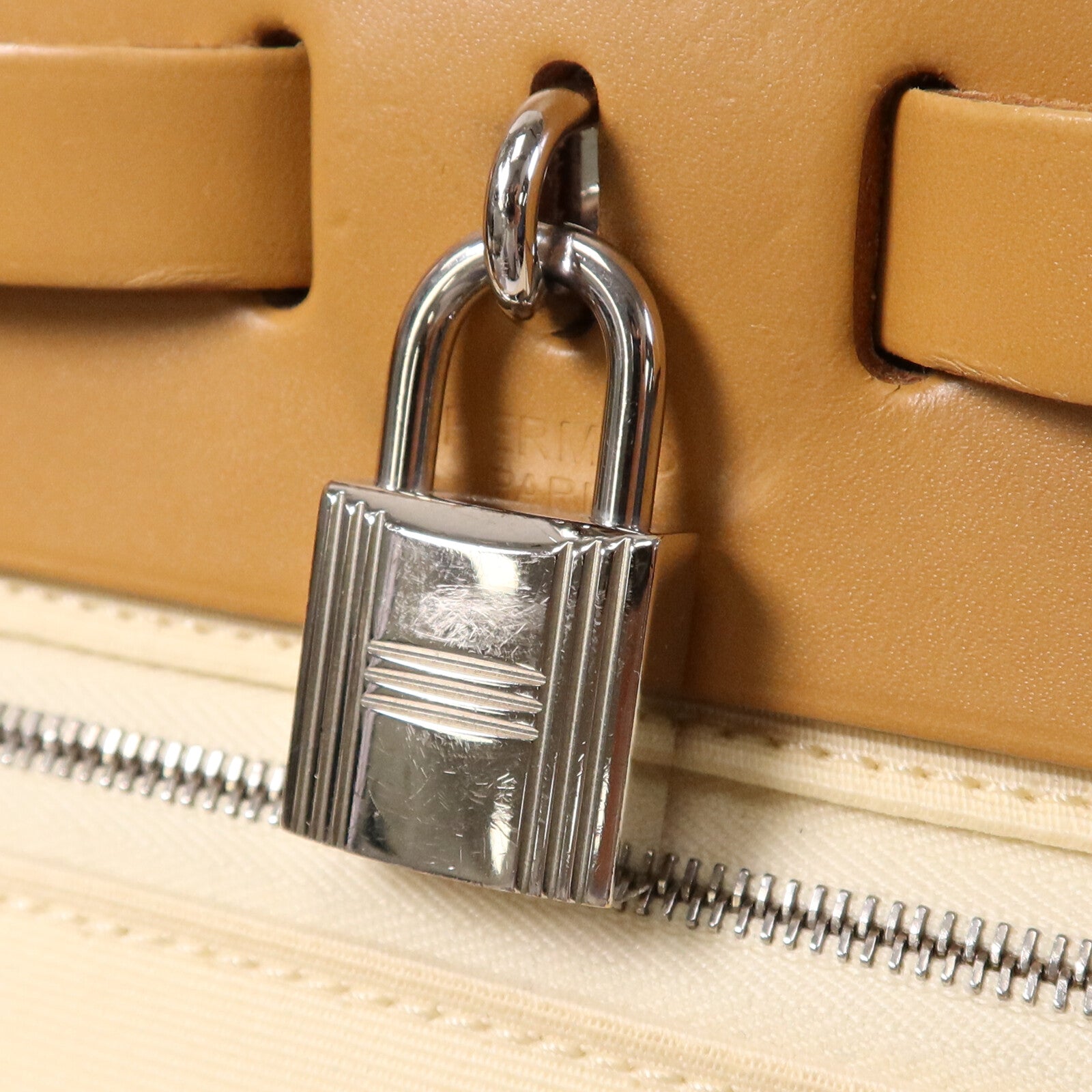 HERMES 帆布Herbag PM手挽肩背兩用袋Gold/Vanille