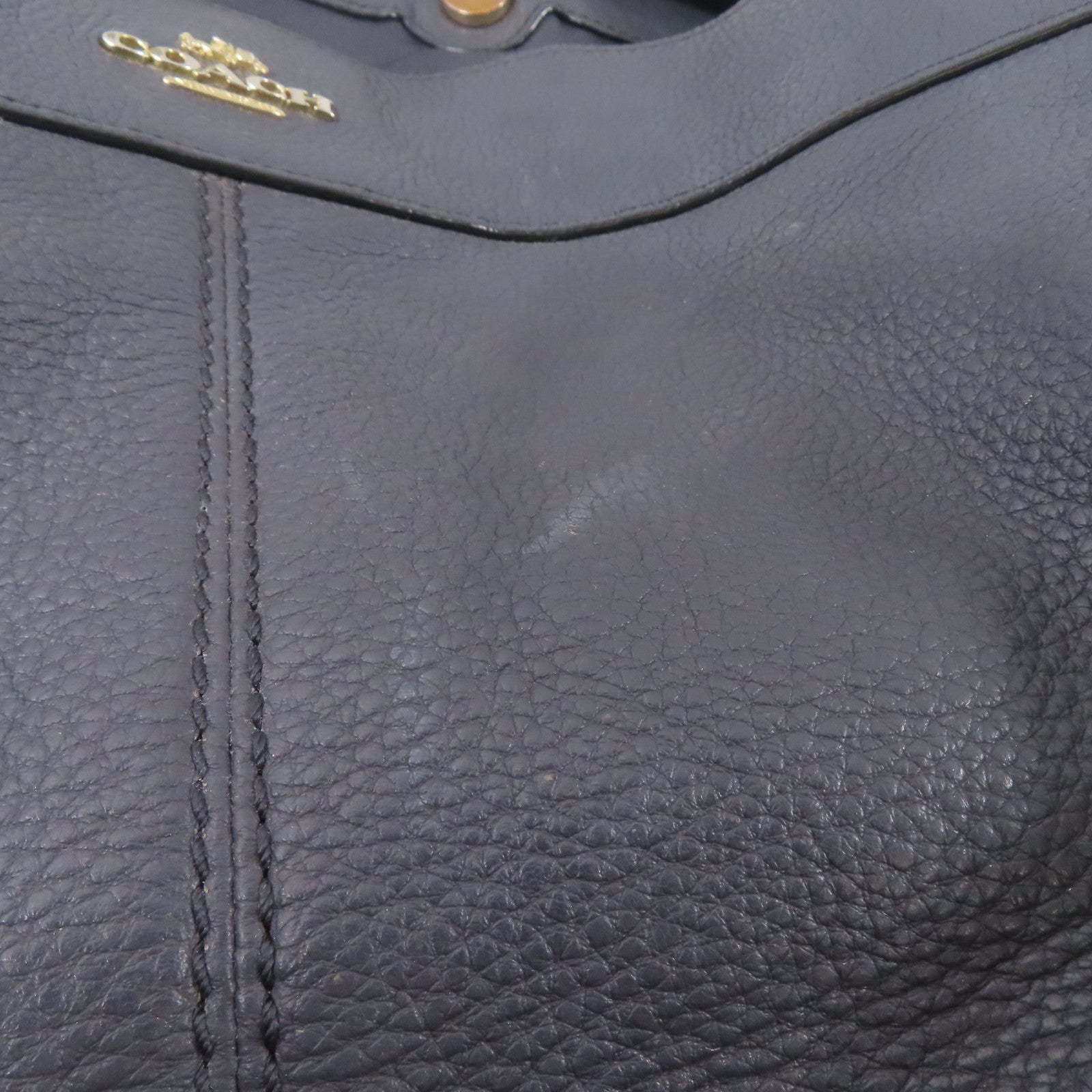 COACH 牛皮皮革Shoulder Bag金扣肩背袋深藍色