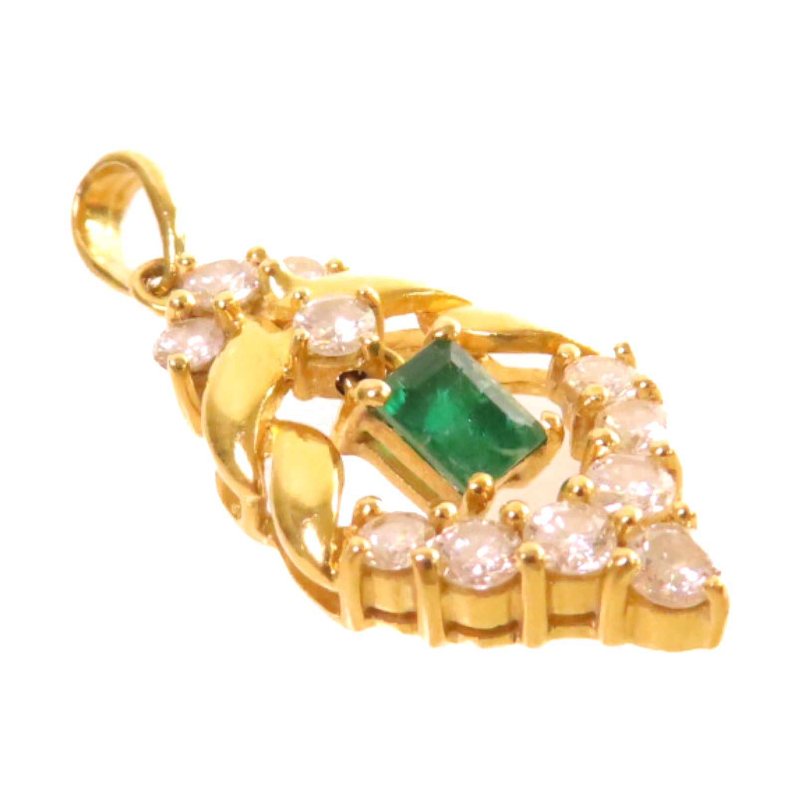 JEWELRY 18K黃金/0.61ct鑽石/綠寶石Diamond Pendant Top吊墜