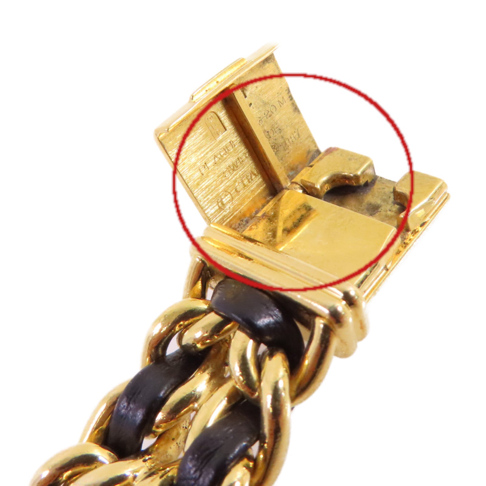 CHANEL Premiere L Watch/不鏽鋼/鍍金/皮帶金扣石英機芯手錶黑色/金色