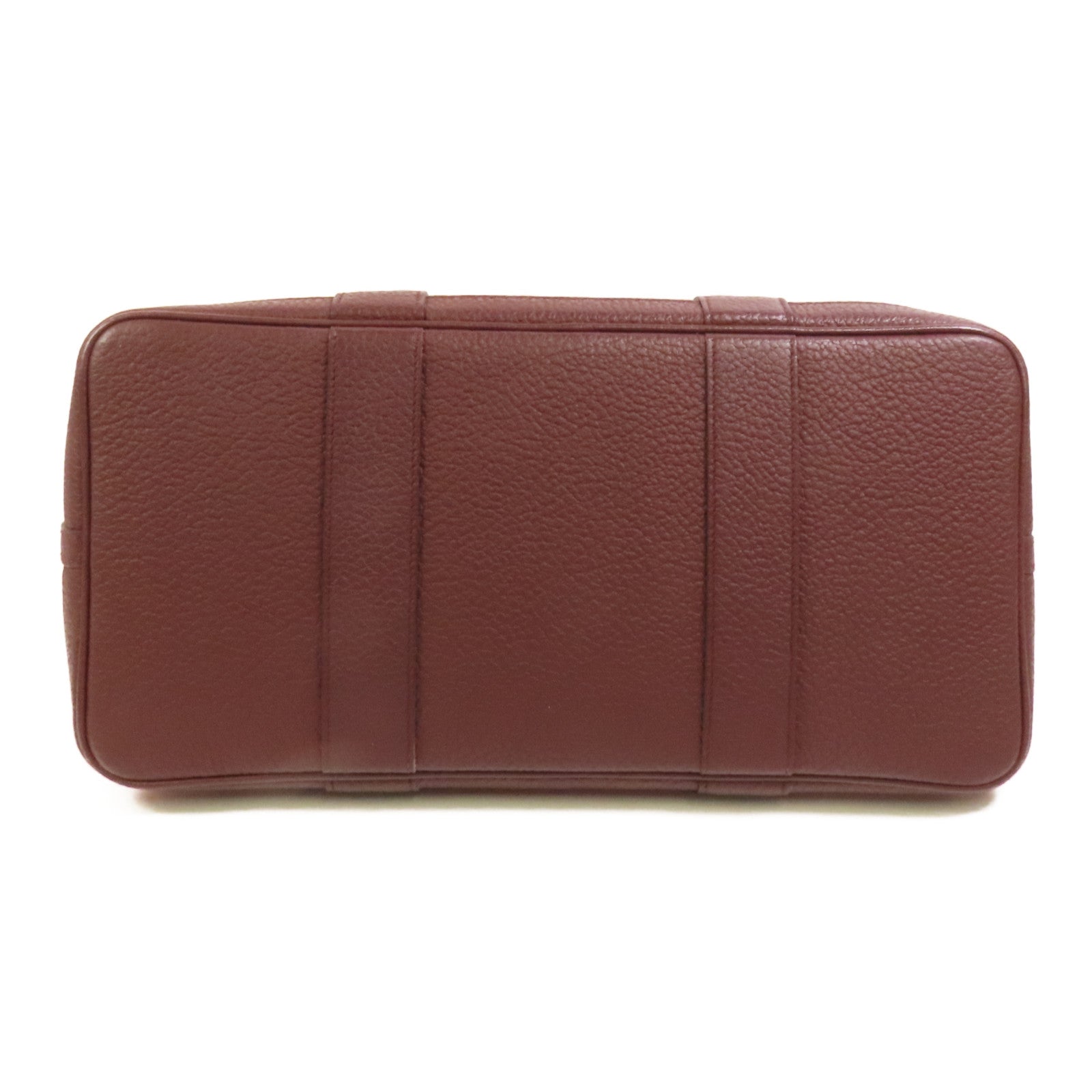 HERMES 帆布Garden Party PM銀扣手挽袋Bordeaux