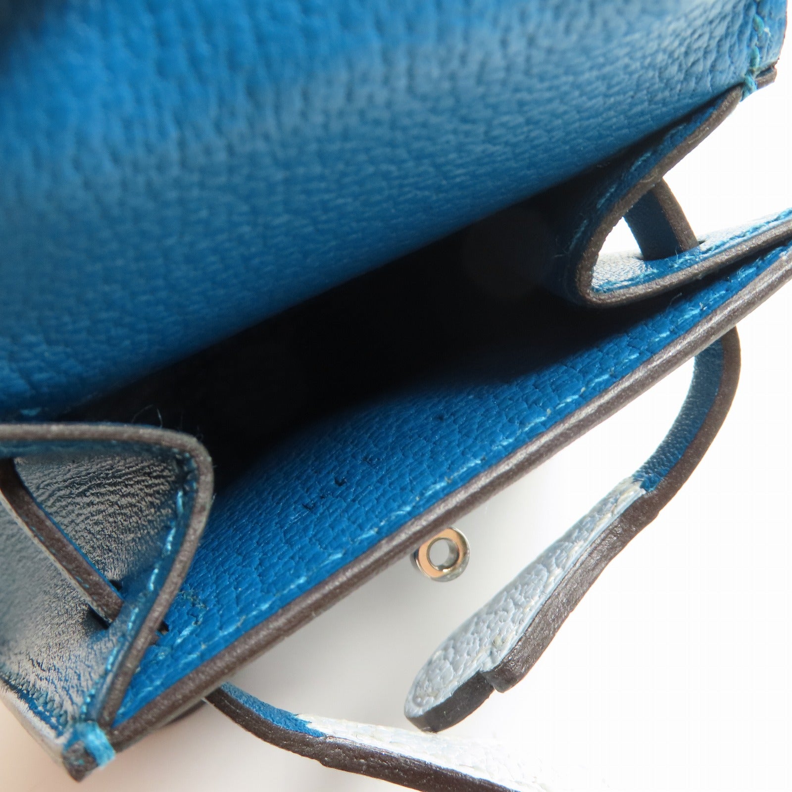 HERMES Tadelakt皮革Kelly Doll Charm銀扣掛飾