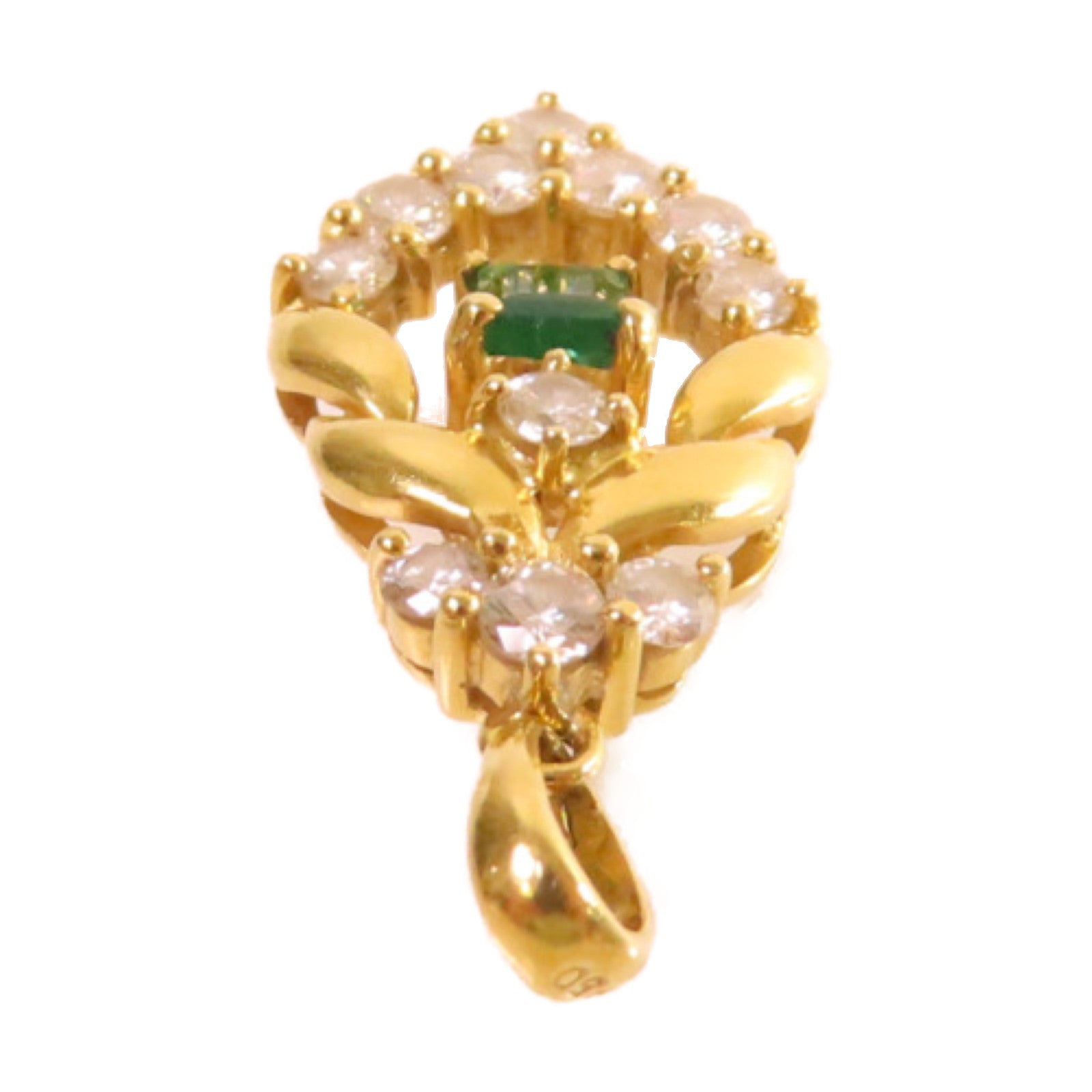 JEWELRY 18K黃金/0.61ct鑽石/綠寶石Diamond Pendant Top吊墜
