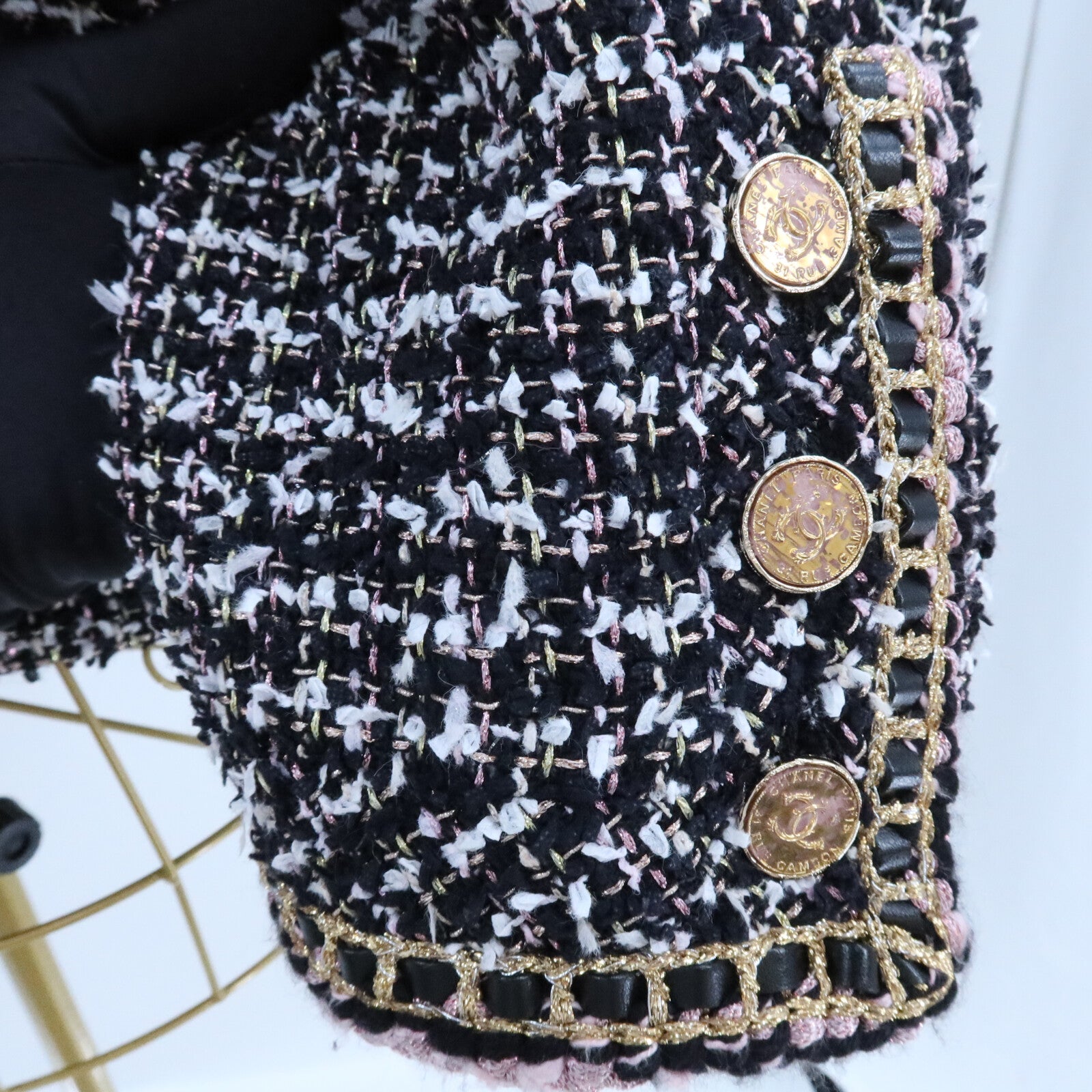 CHANEL Polyamide/Wool Tweed Collarless Jacket外套