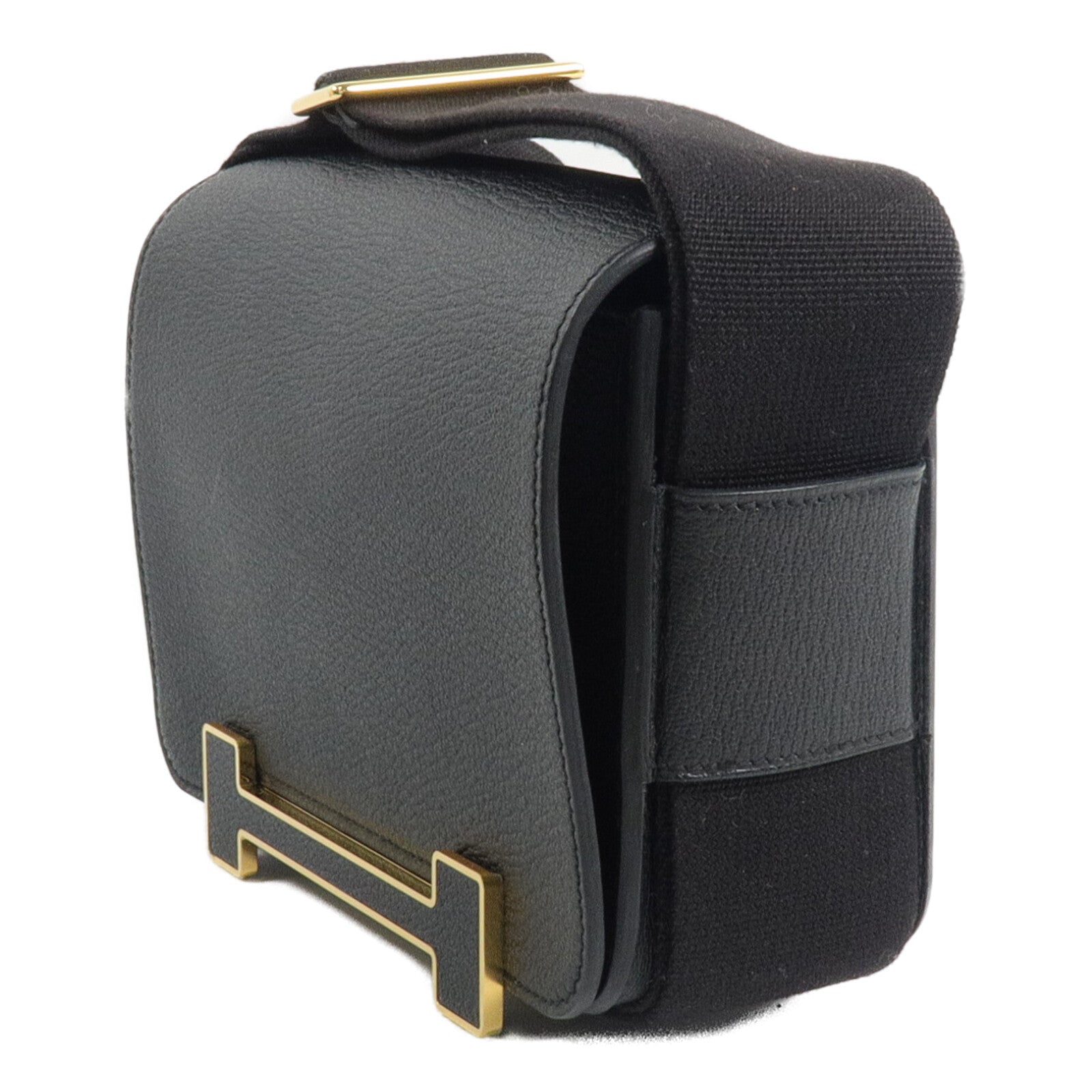 HERMES Chevre皮革Geta肩背袋Noir