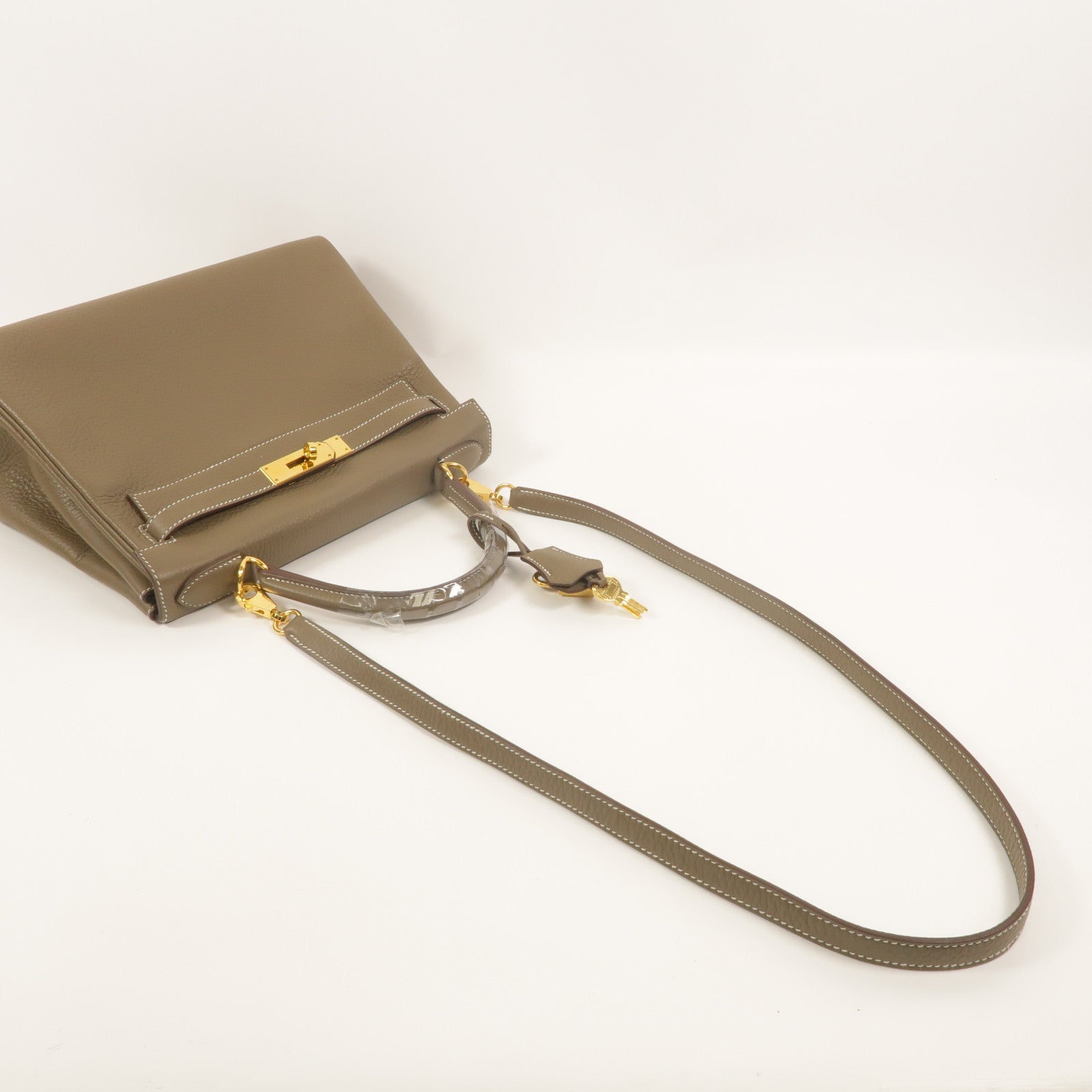 HERMES Togo皮革Kelly 28手挽肩背兩用袋Etoupe