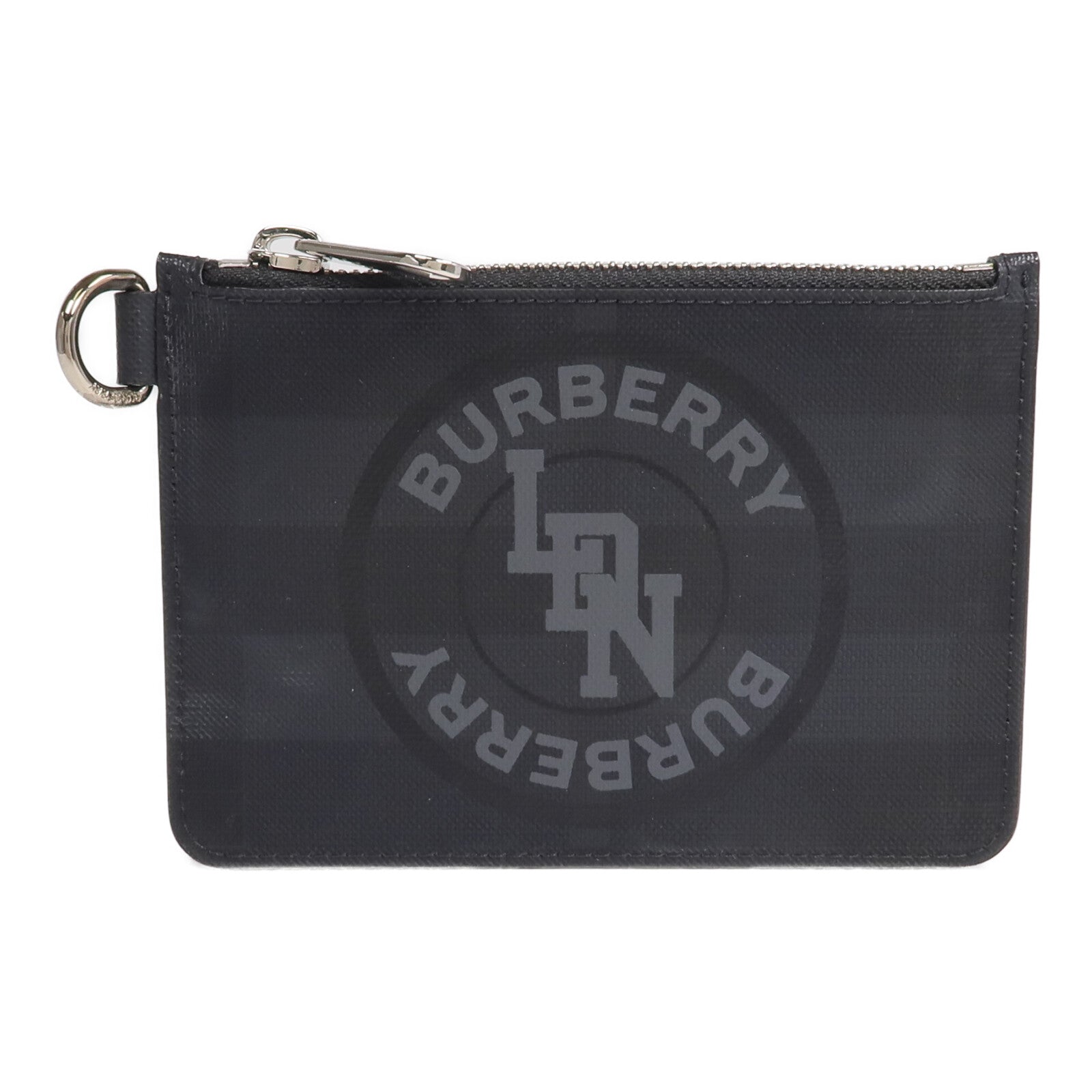 BURBERRY 塗層帆布Pouch銀扣手拿包