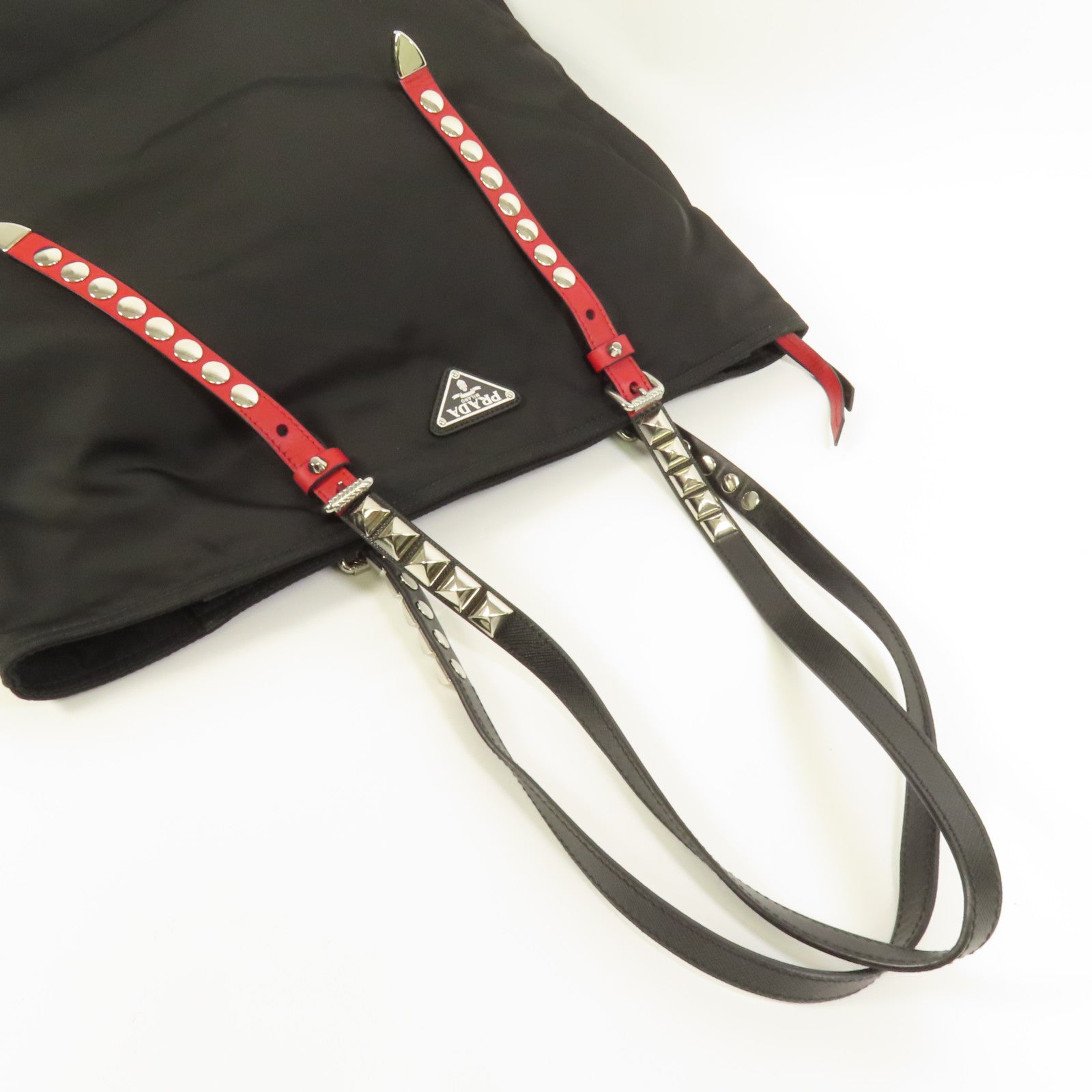 PRADA 尼龍Tote銀扣手挽肩背兩用袋