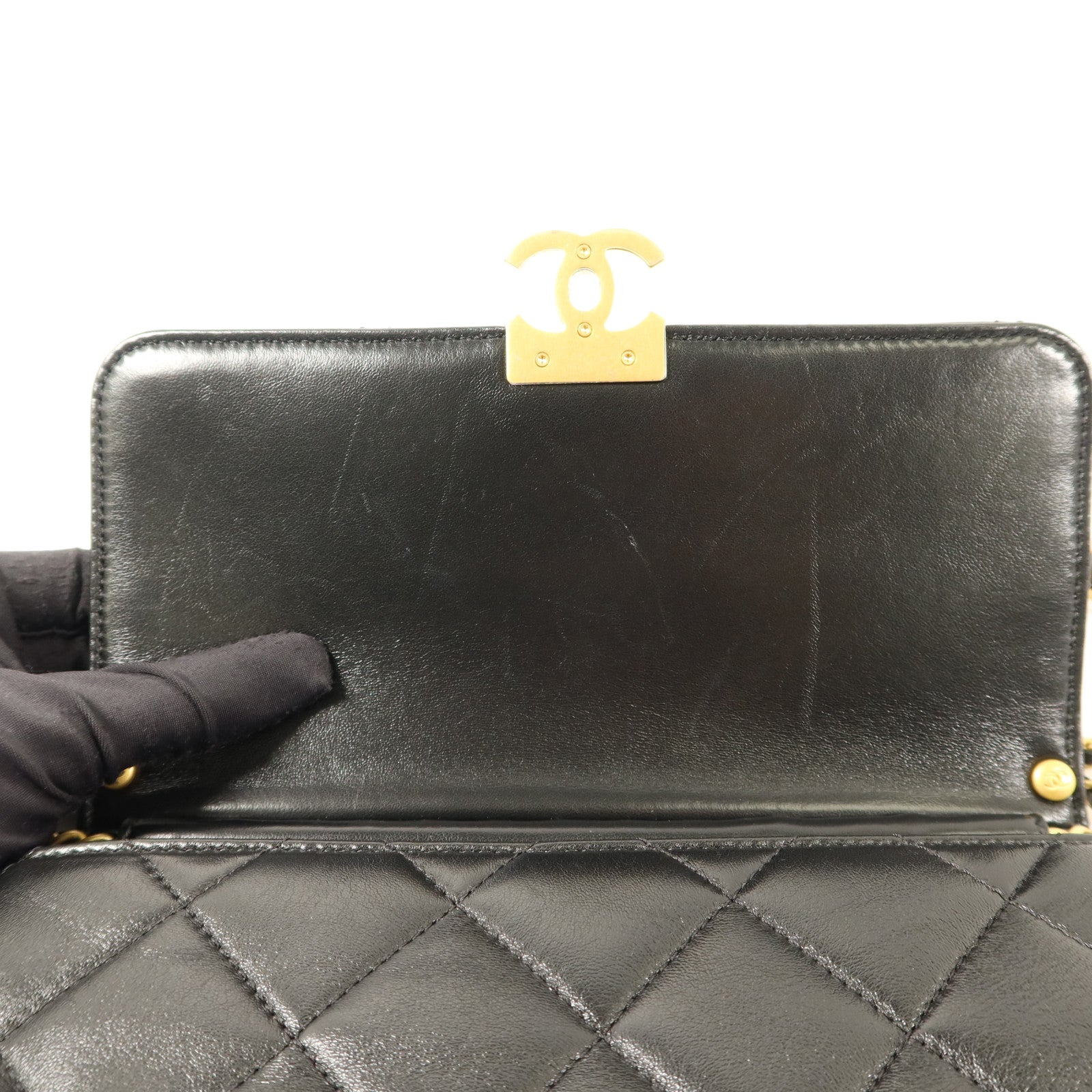CHANEL 羊皮皮革Chain Shoulder Bag金扣鏈帶肩背袋